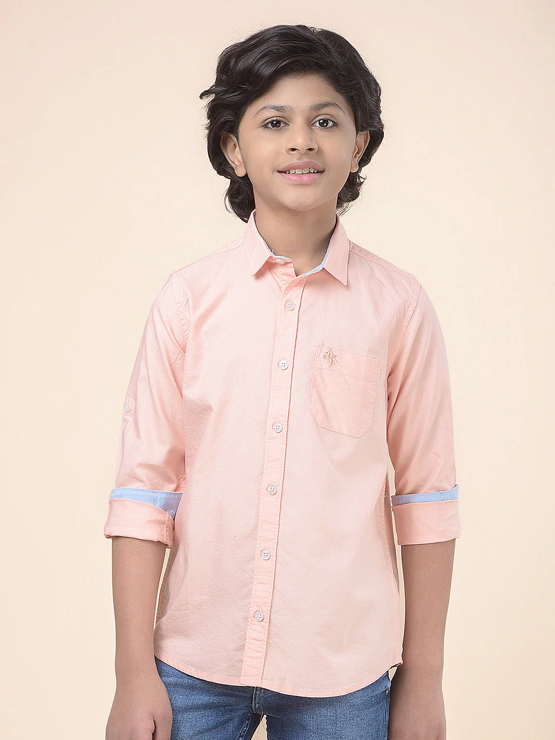 Casual Shirt for Boys l Breathable & Soft with Color Fastness Regular Fit Spread Collar Cotton Fabric Self Design Pattern - Image 5