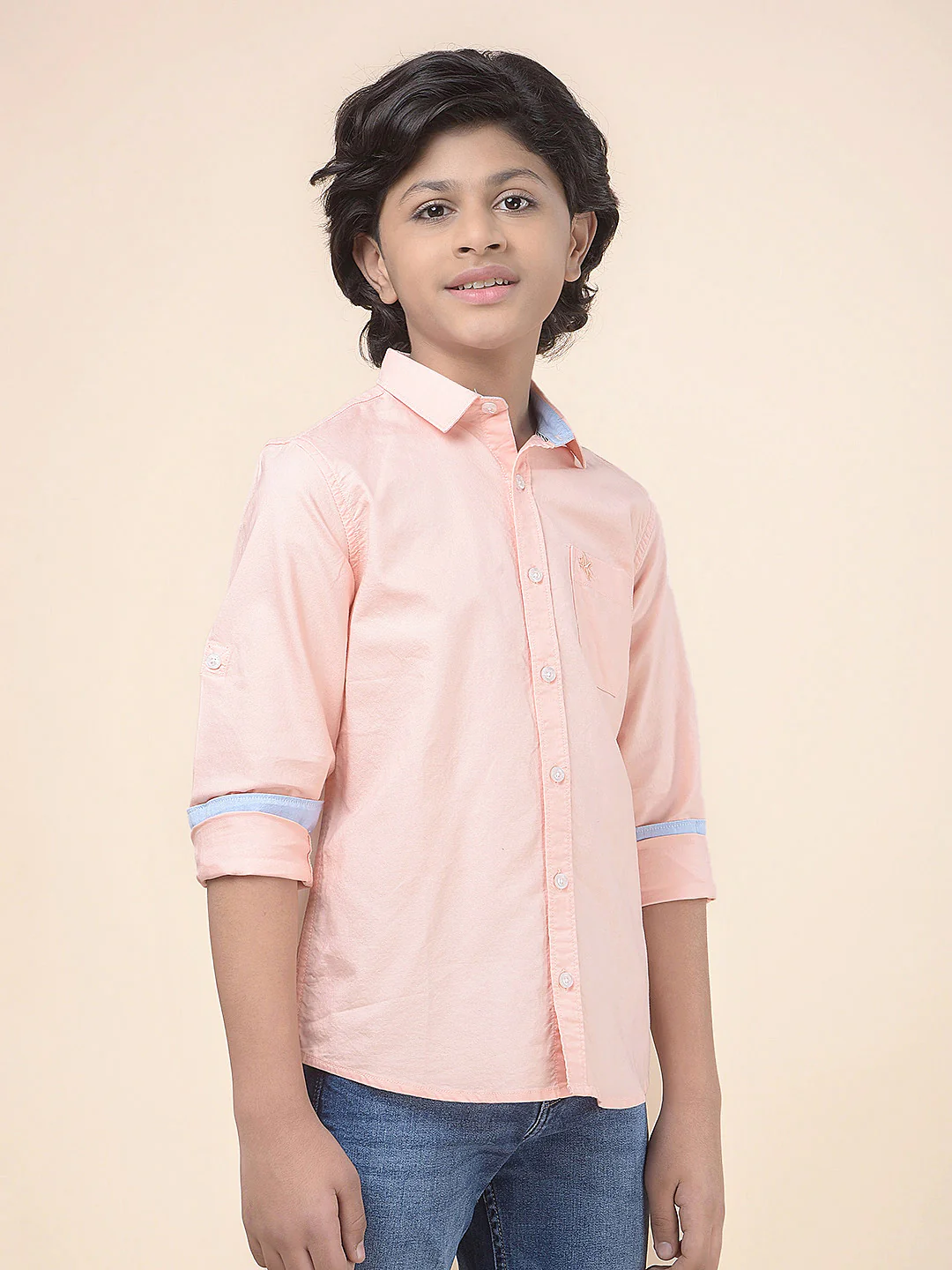 Casual Shirt for Boys l Breathable & Soft with Color Fastness Regular Fit Spread Collar Cotton Fabric Self Design Pattern - Image 7