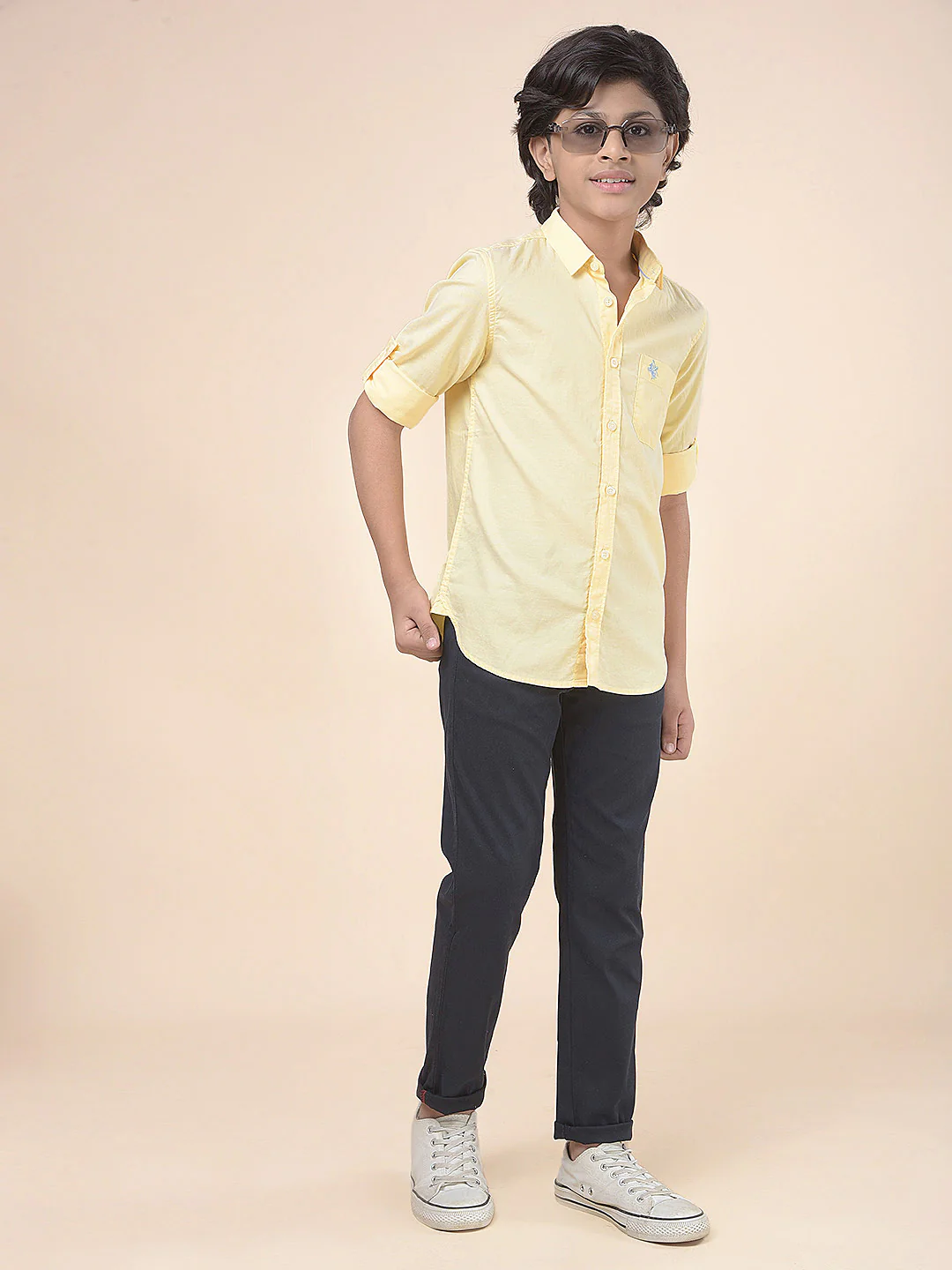 Casual Shirt for Boys l Breathable & Soft with Color Fastness Regular Fit Spread Collar Cotton Fabric Solid Pattern - Image 2