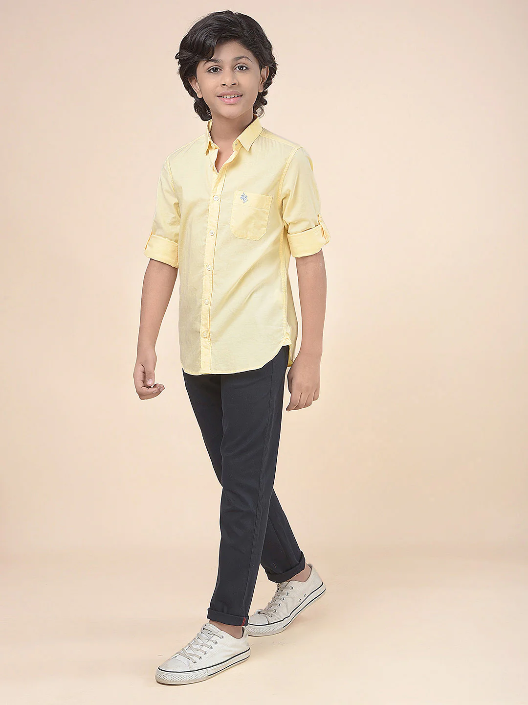 Casual Shirt for Boys l Breathable & Soft with Color Fastness Regular Fit Spread Collar Cotton Fabric Solid Pattern - Image 3