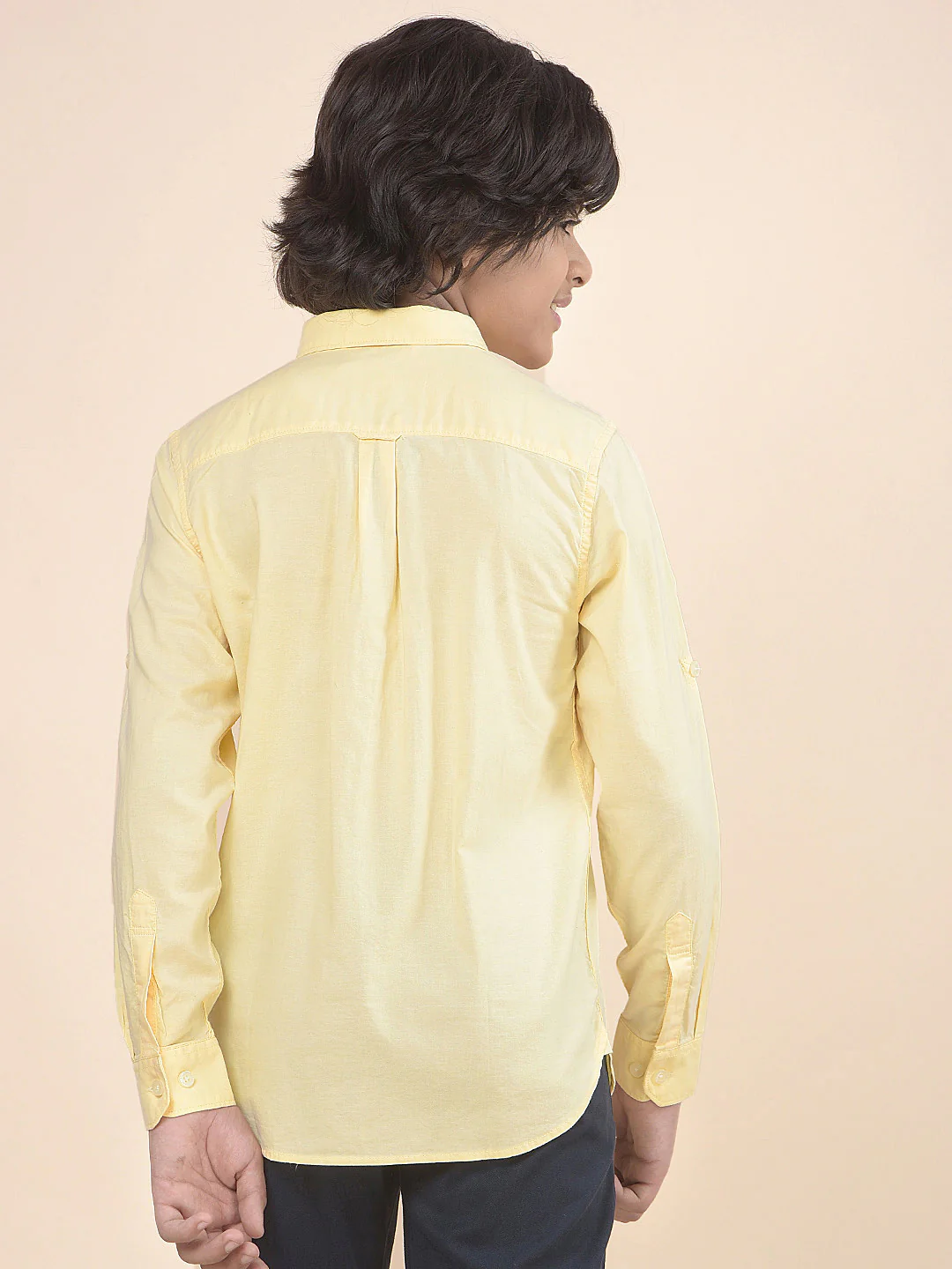 Casual Shirt for Boys l Breathable & Soft with Color Fastness Regular Fit Spread Collar Cotton Fabric Solid Pattern - Image 4