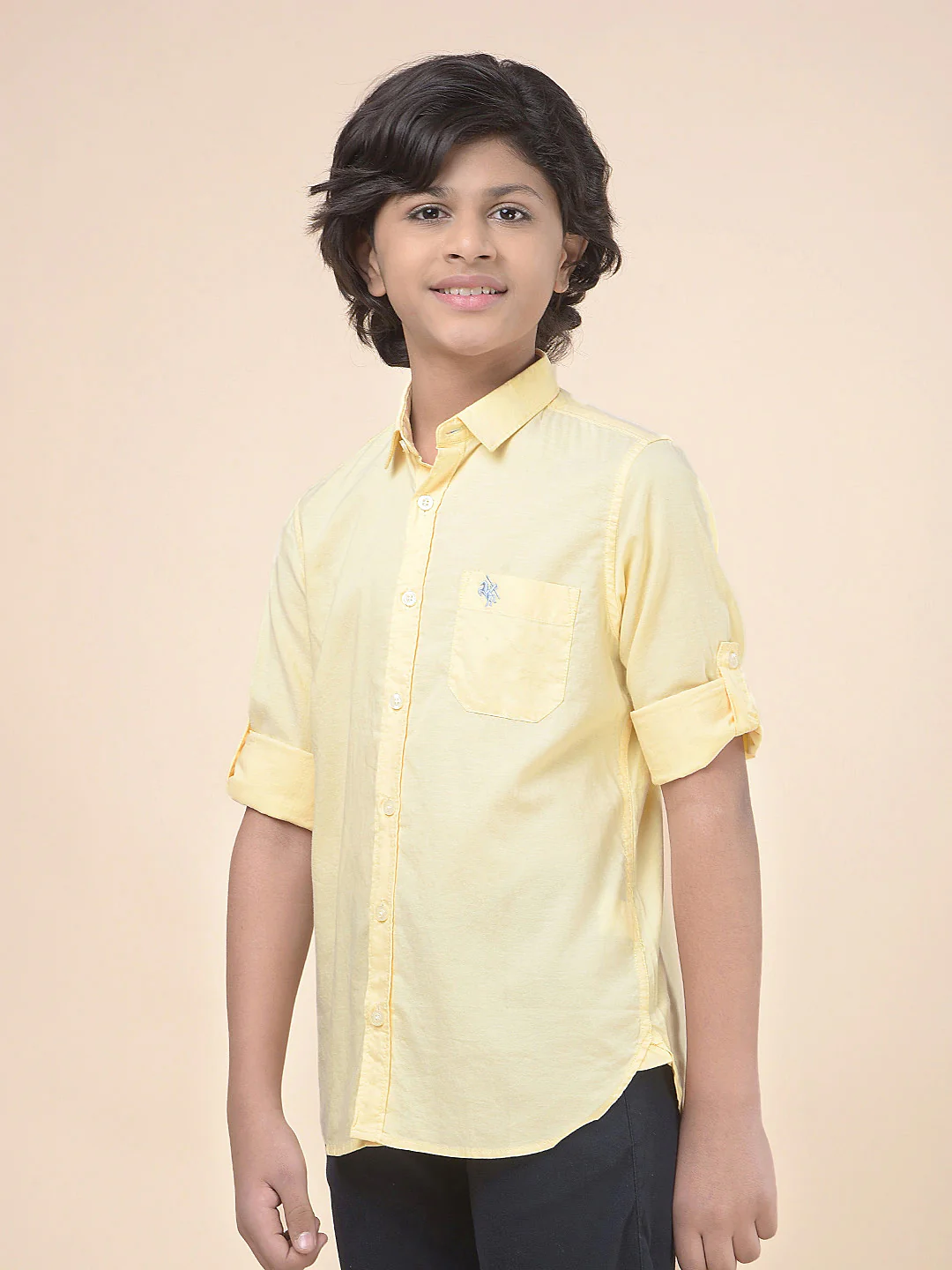 Casual Shirt for Boys l Breathable & Soft with Color Fastness Regular Fit Spread Collar Cotton Fabric Solid Pattern - Image 5