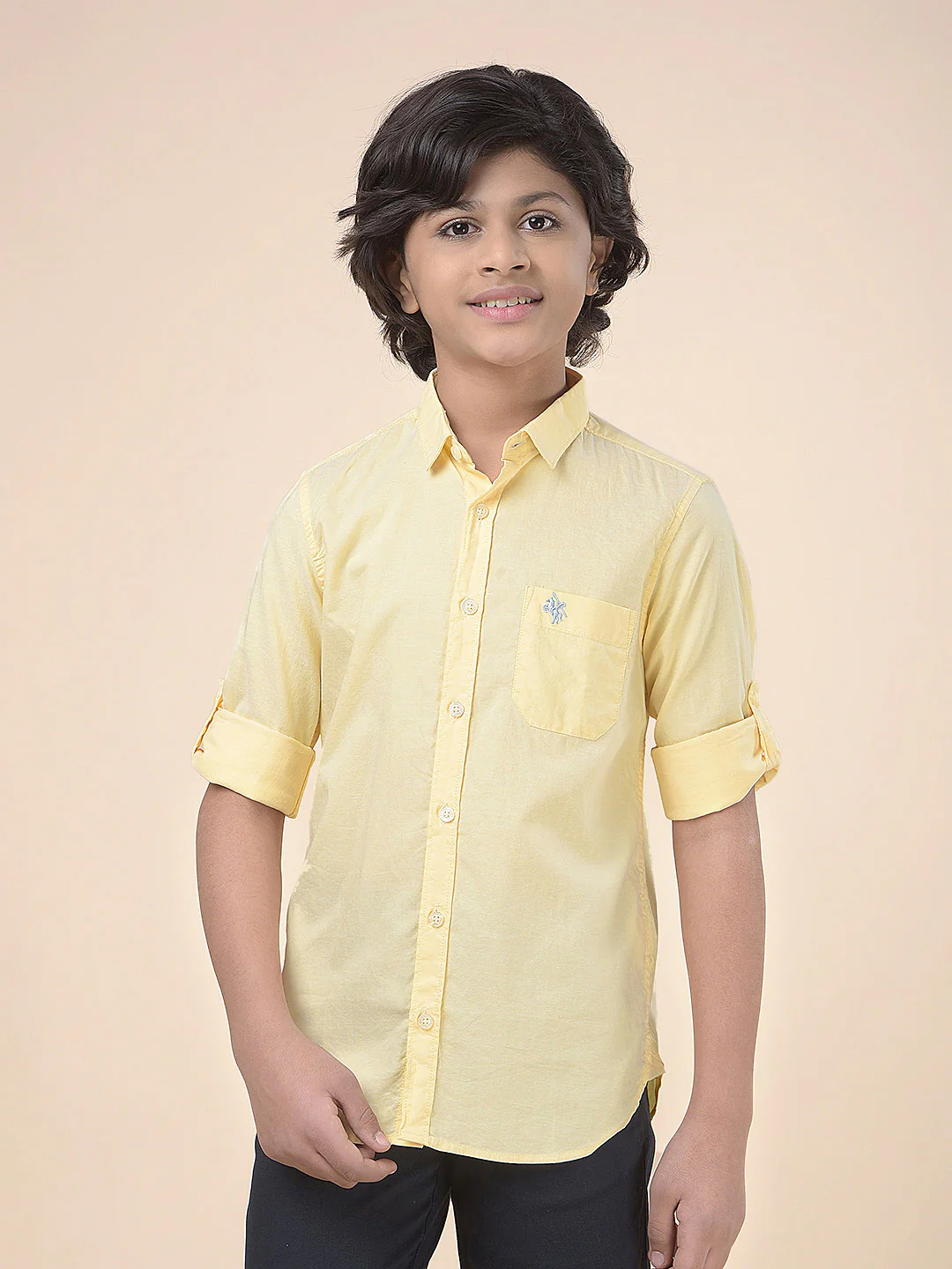 Casual Shirt for Boys l Breathable & Soft with Color Fastness Regular Fit Spread Collar Cotton Fabric Solid Pattern - Image 9