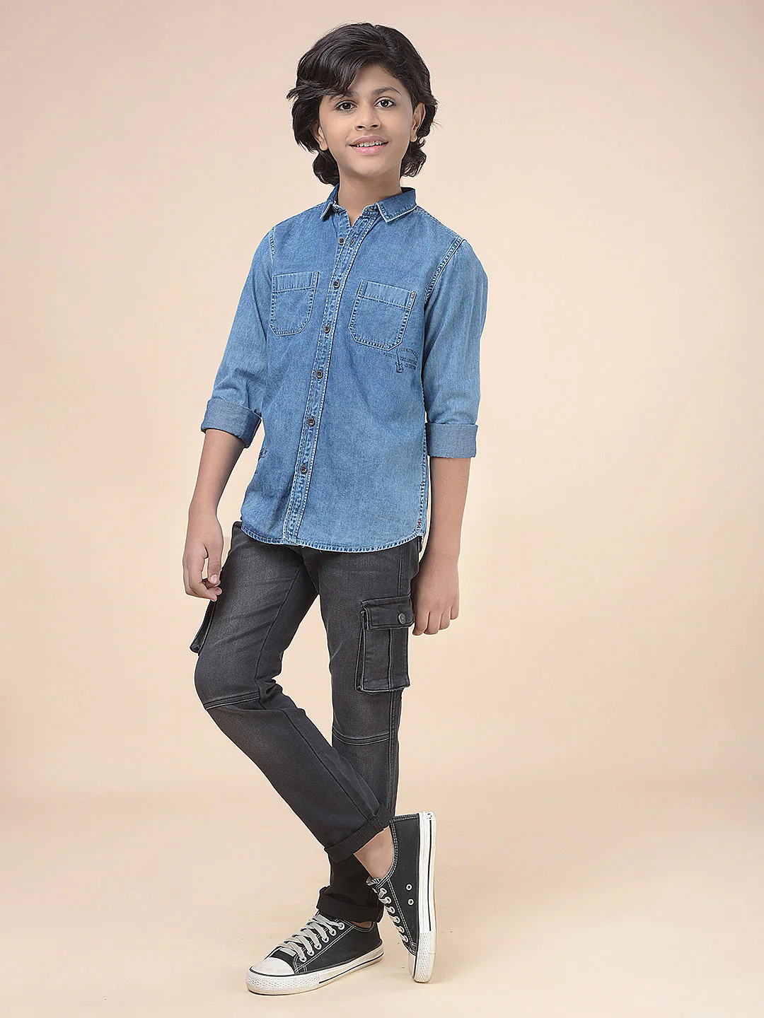 Casual Shirt for Boys l Breathable & Soft with Color Fastness Regular Fit Spread Collar Cotton Fabric Solid Pattern - Image 6