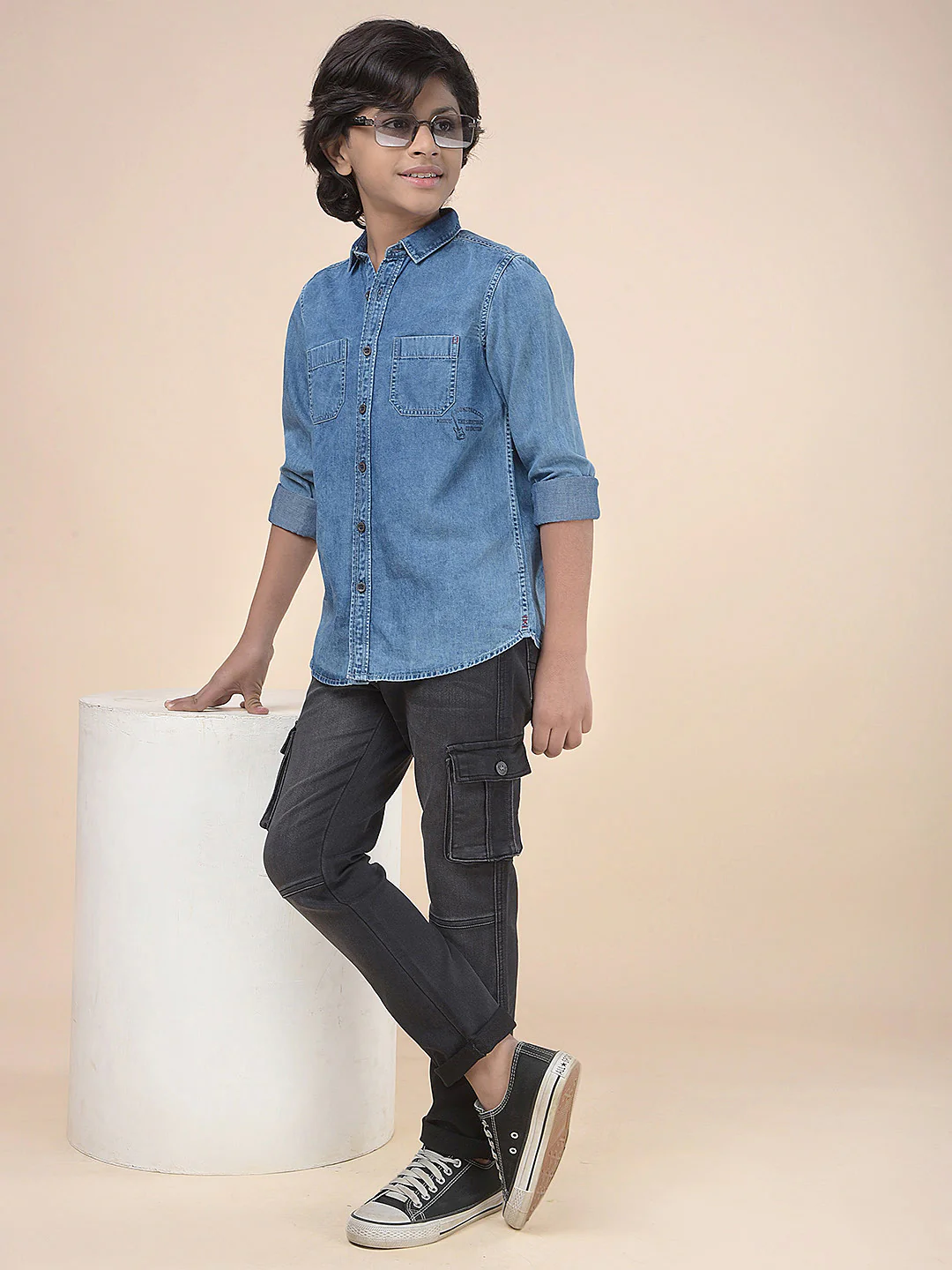 Casual Shirt for Boys l Breathable & Soft with Color Fastness Regular Fit Spread Collar Cotton Fabric Solid Pattern - Image 7
