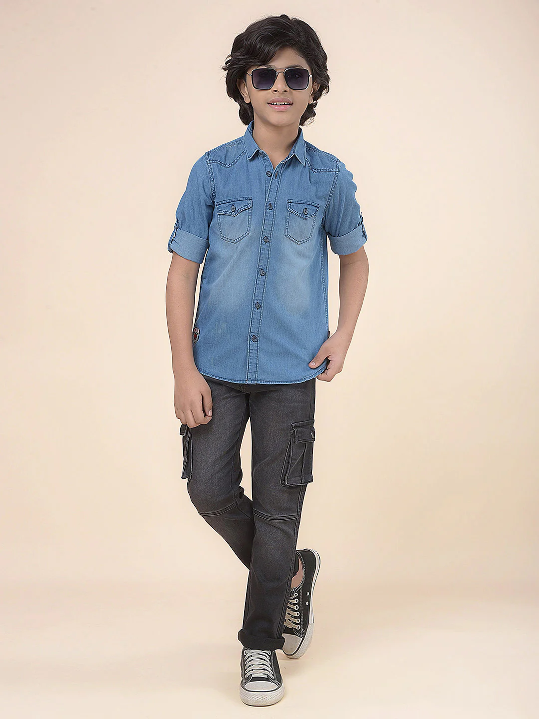 Casual Shirt for Boys l Breathable & Soft with Color Fastness Regular Fit Spread Collar Cotton Fabric Solid Pattern - Image 2