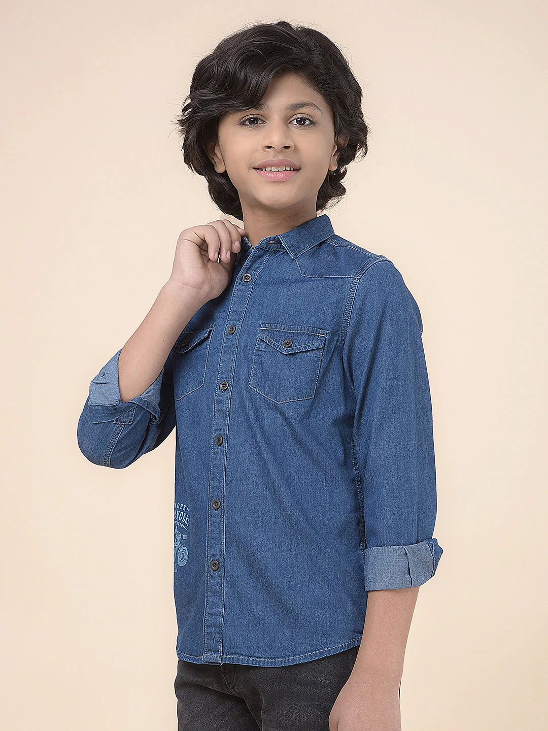 Casual Shirt for Boys l Breathable & Soft with Color Fastness Regular Fit Spread Collar Cotton Fabric Solid Pattern - Image 5