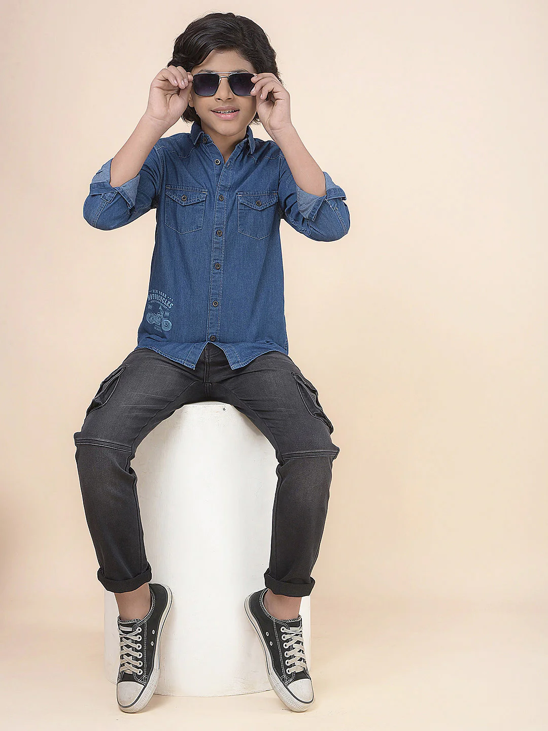 Casual Shirt for Boys l Breathable & Soft with Color Fastness Regular Fit Spread Collar Cotton Fabric Solid Pattern - Image 8