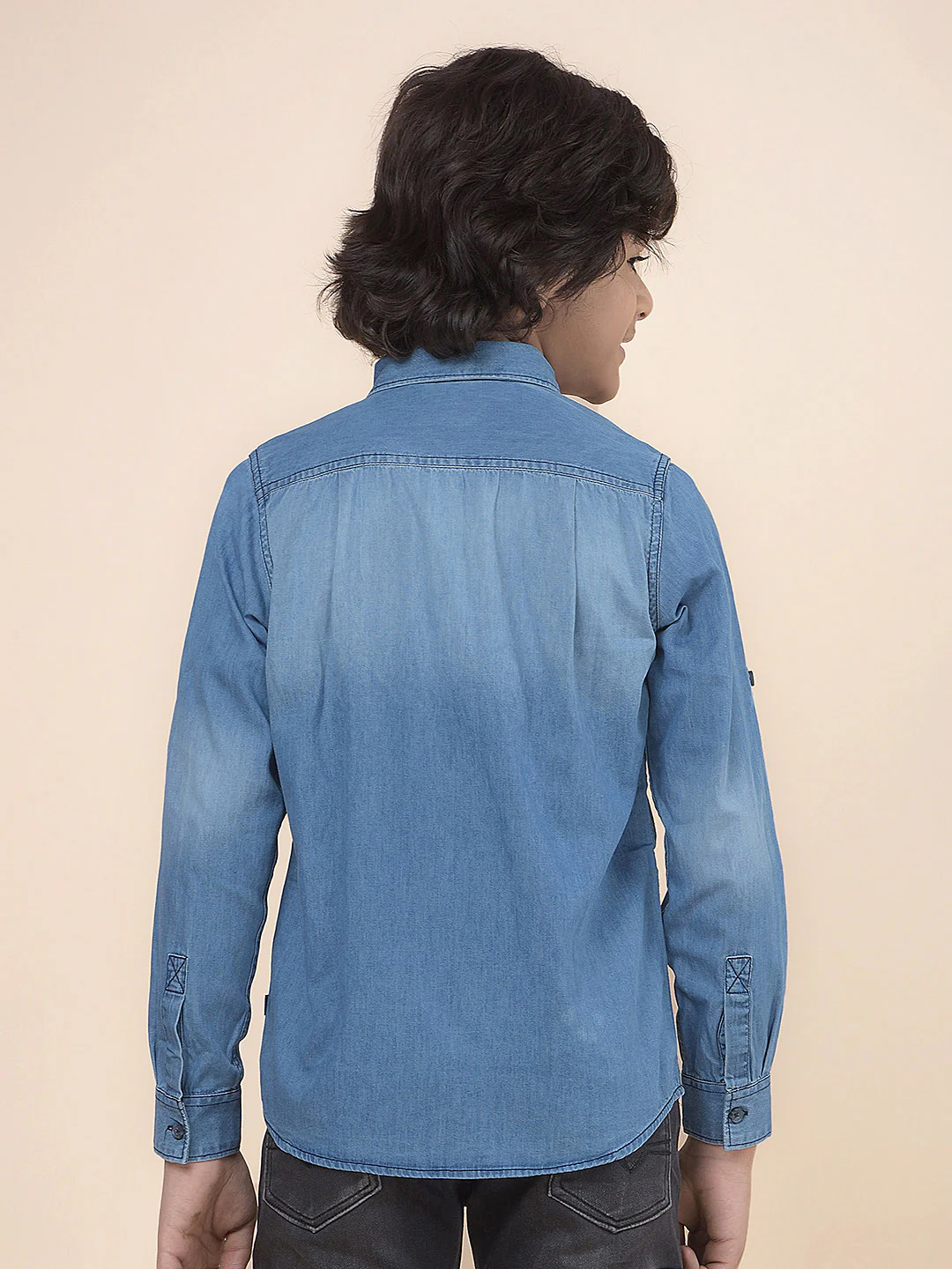 Casual Shirt for Boys l Breathable & Soft with Color Fastness Regular Fit Spread Collar Cotton Fabric Solid Pattern - Image 4