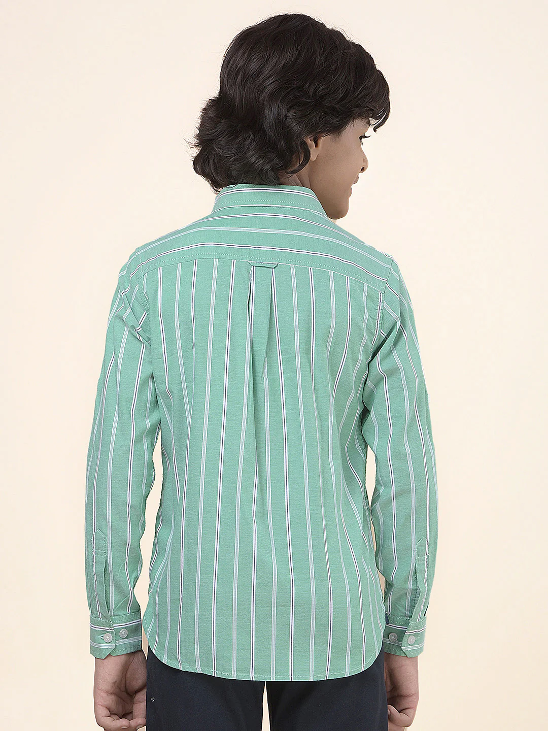 Casual Shirt for Boys l Breathable & Soft with Color Fastness Regular Fit Spread Collar Cotton Fabric Striped Pattern - Image 4