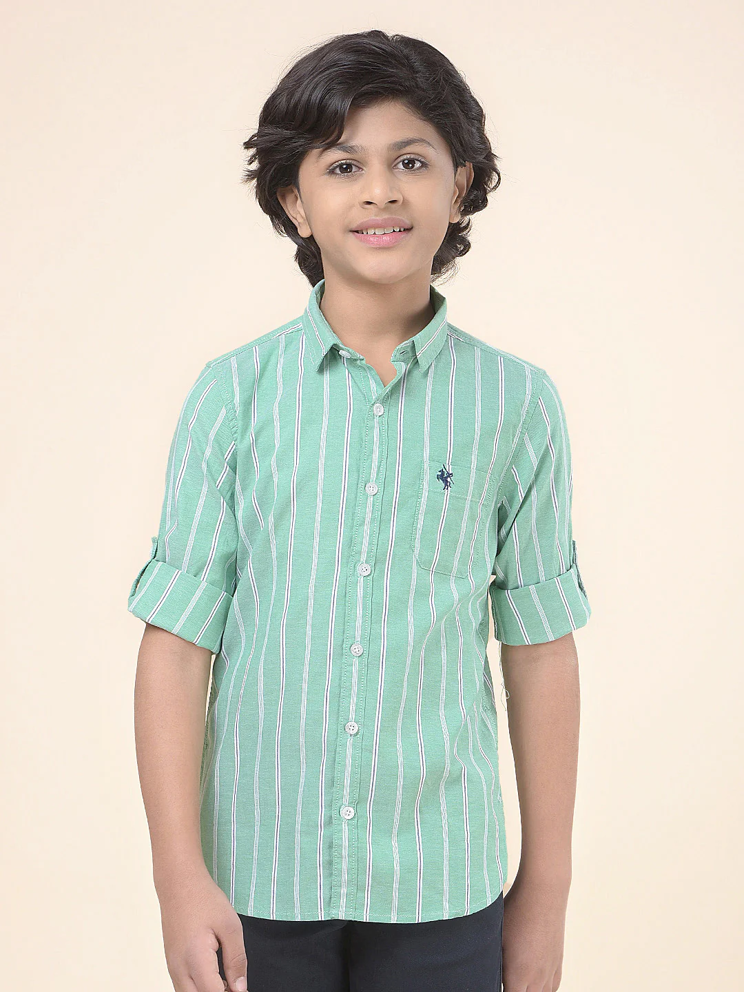 Casual Shirt for Boys l Breathable & Soft with Color Fastness Regular Fit Spread Collar Cotton Fabric Striped Pattern - Image 5