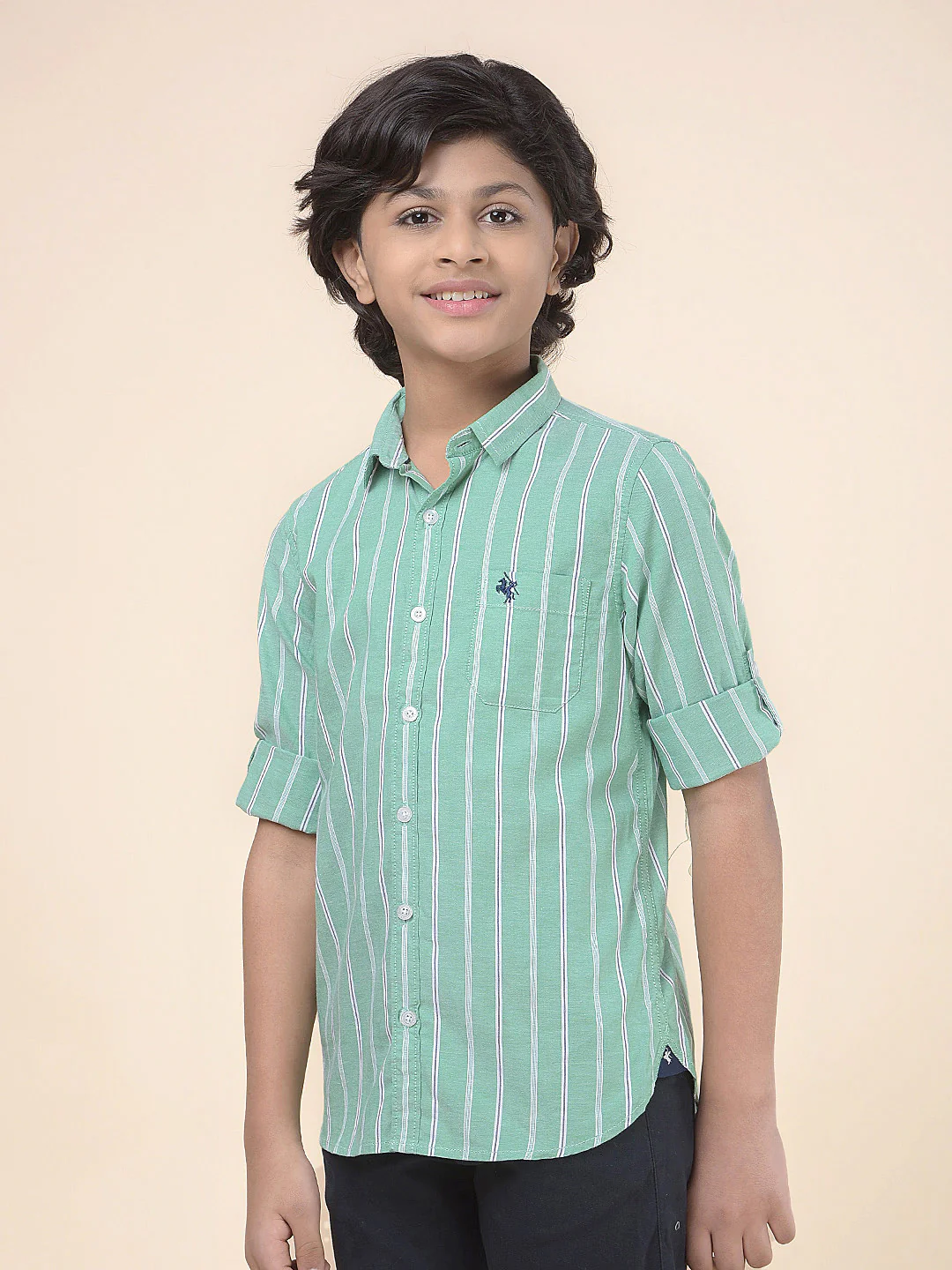 Casual Shirt for Boys l Breathable & Soft with Color Fastness Regular Fit Spread Collar Cotton Fabric Striped Pattern - Image 6