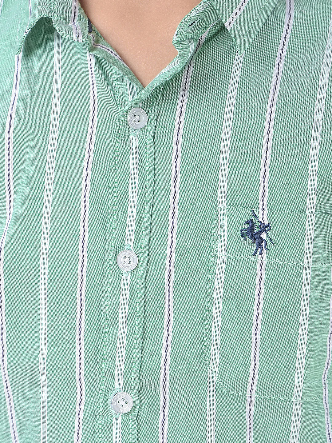 Casual Shirt for Boys l Breathable & Soft with Color Fastness Regular Fit Spread Collar Cotton Fabric Striped Pattern - Image 8