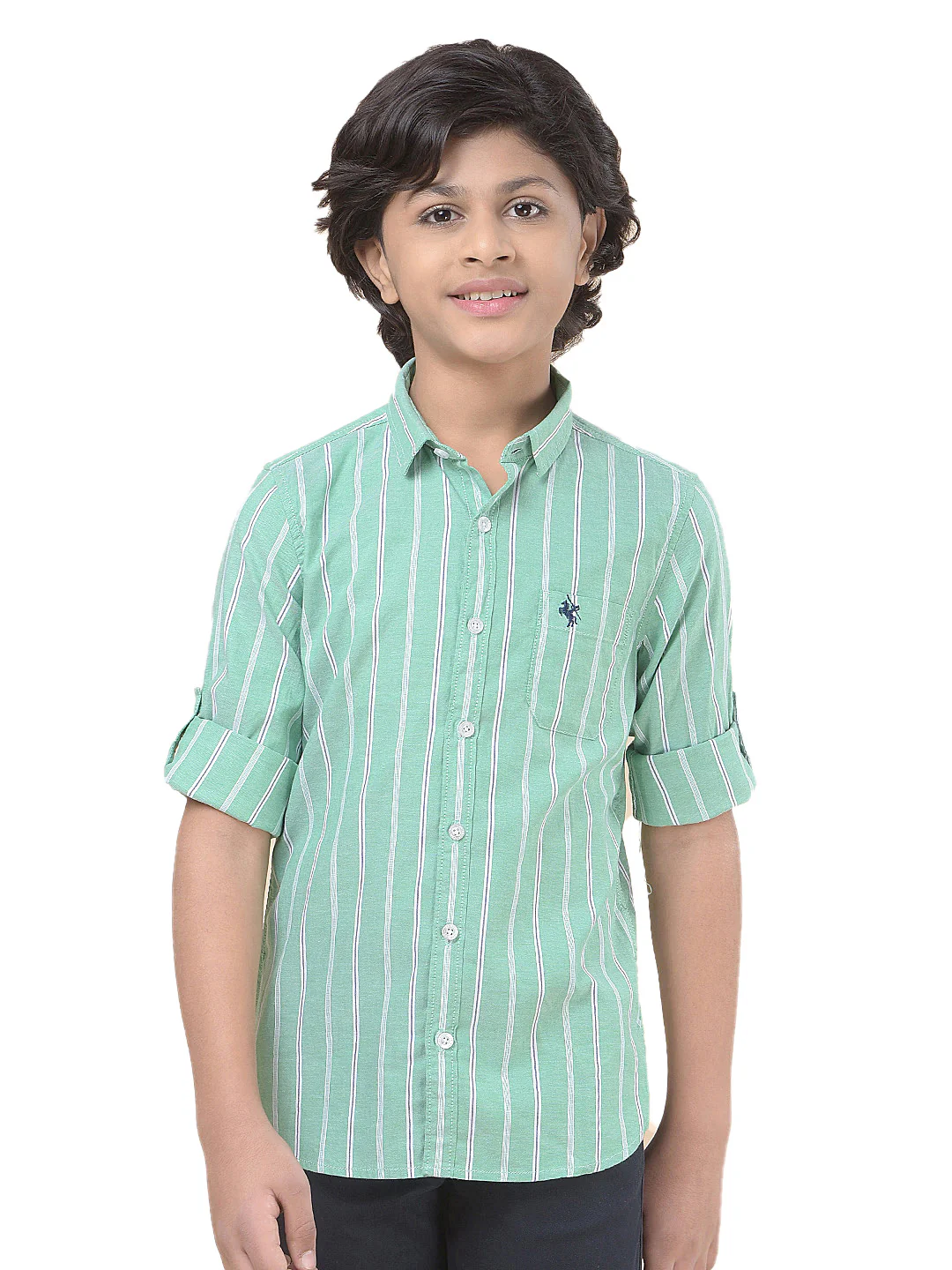 Casual Shirt for Boys l Breathable & Soft with Color Fastness Regular Fit Spread Collar Cotton Fabric Striped Pattern - Image 9