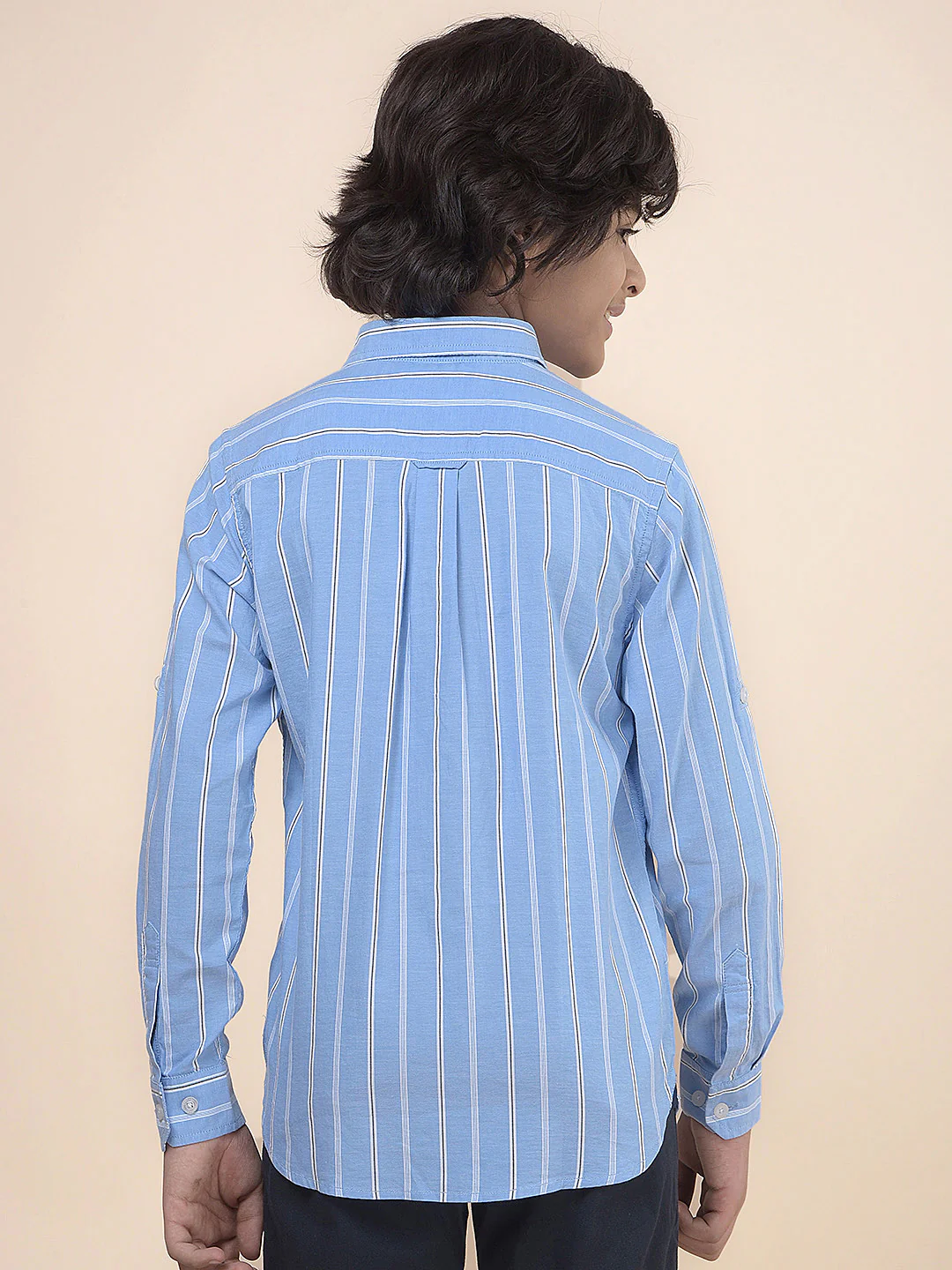 Casual Shirt for Boys l Breathable & Soft with Color Fastness Regular Fit Spread Collar Cotton Fabric Striped Pattern - Image 3