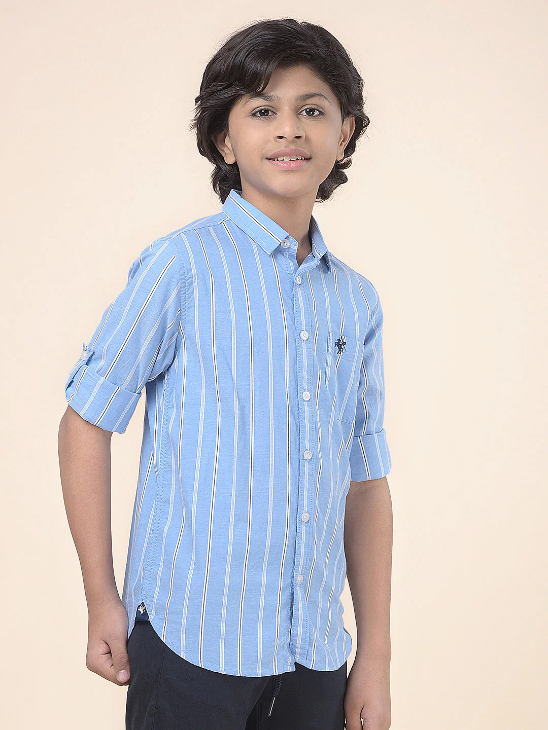 Casual Shirt for Boys l Breathable & Soft with Color Fastness Regular Fit Spread Collar Cotton Fabric Striped Pattern - Image 6