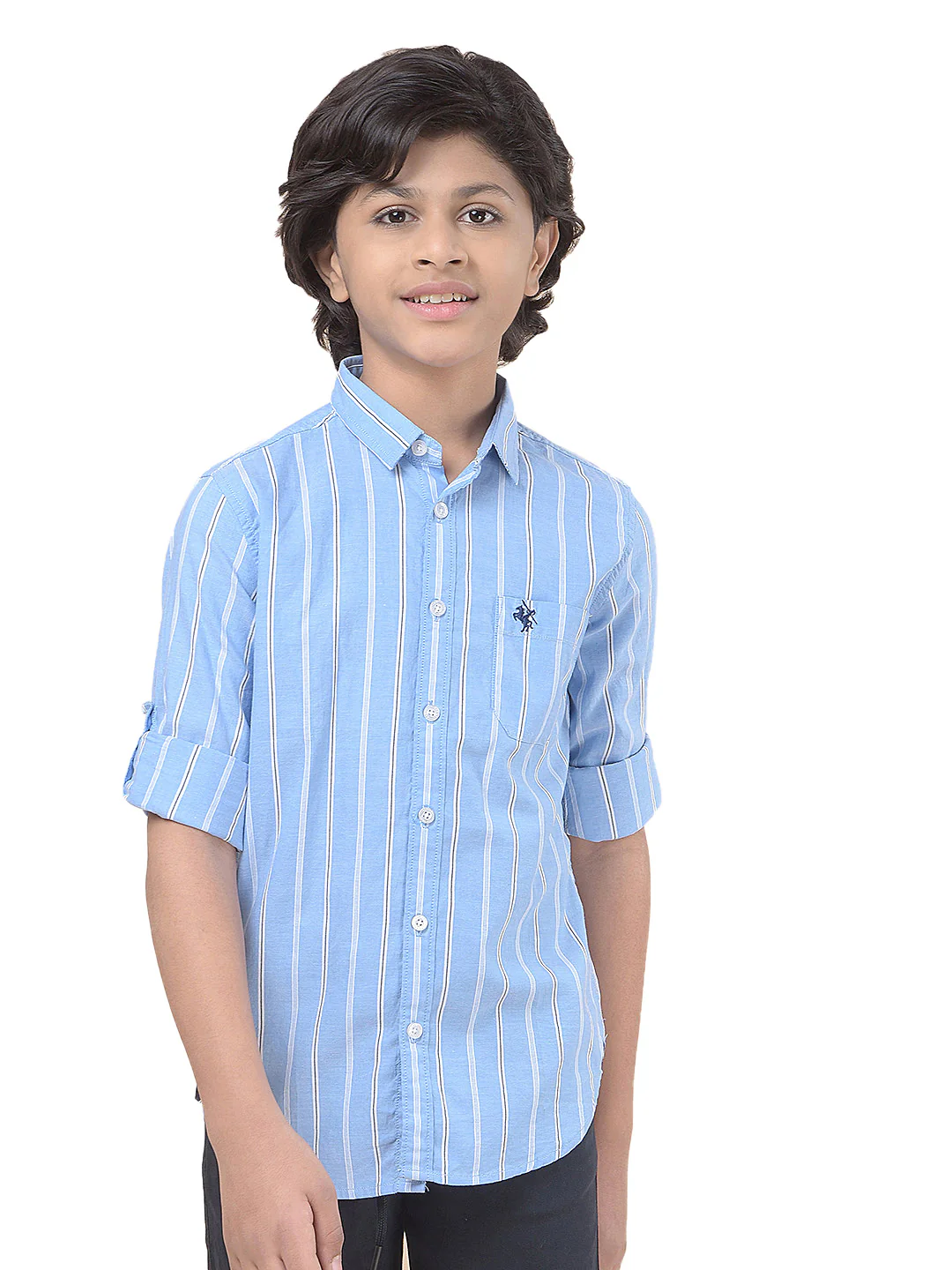 Casual Shirt for Boys l Breathable & Soft with Color Fastness Regular Fit Spread Collar Cotton Fabric Striped Pattern - Image 9