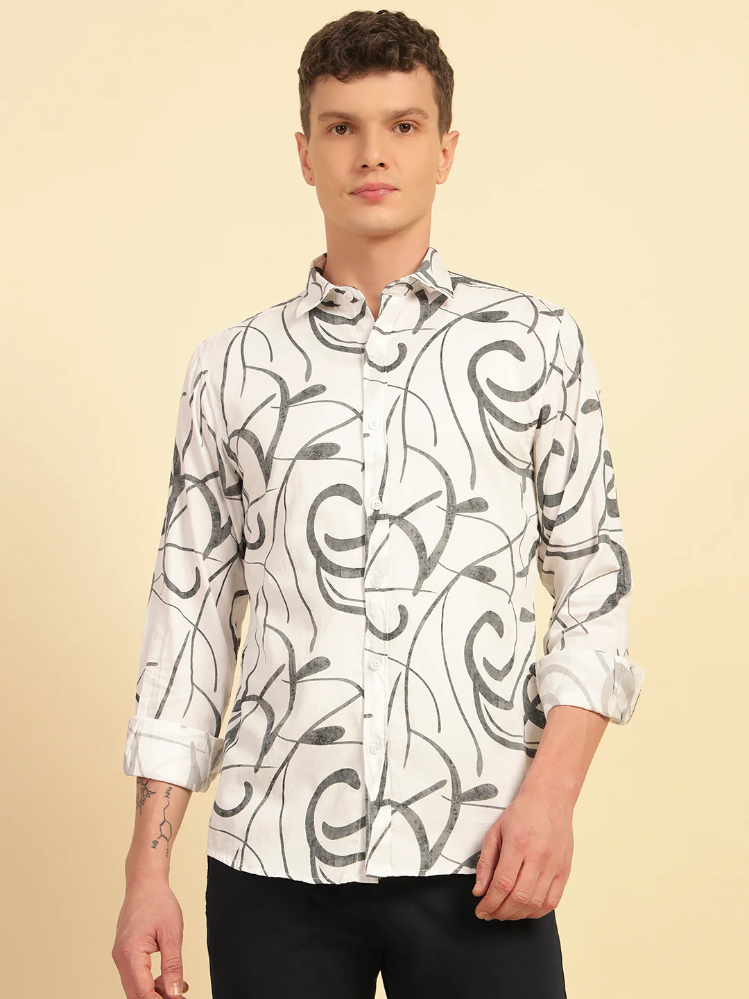 Casual Shirt for Men | Breathable & Soft with Color Fastness Regular Fit Cotton Fabric Printed Pattern - Image 3