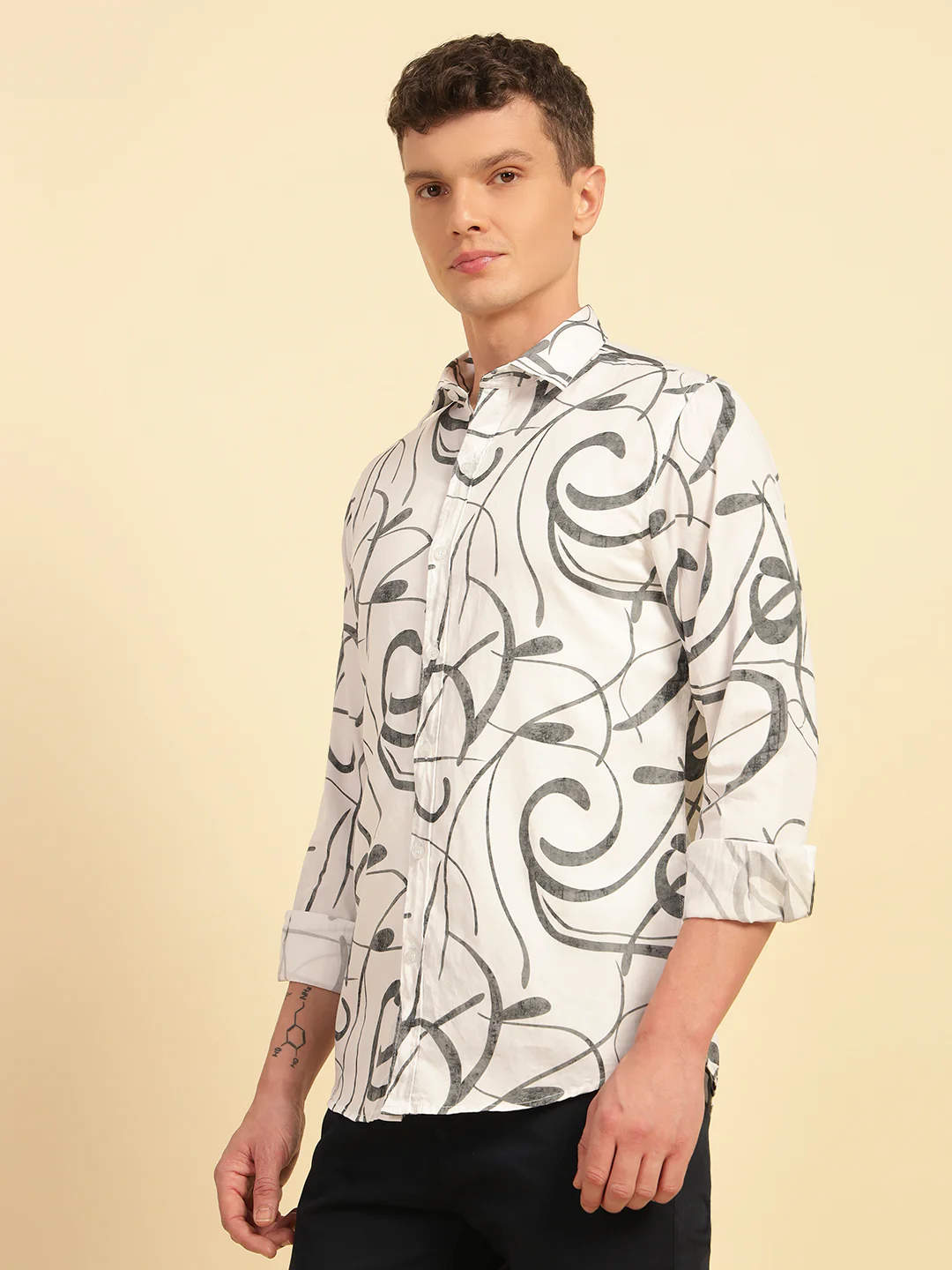 Casual Shirt for Men | Breathable & Soft with Color Fastness Regular Fit Cotton Fabric Printed Pattern - Image 4