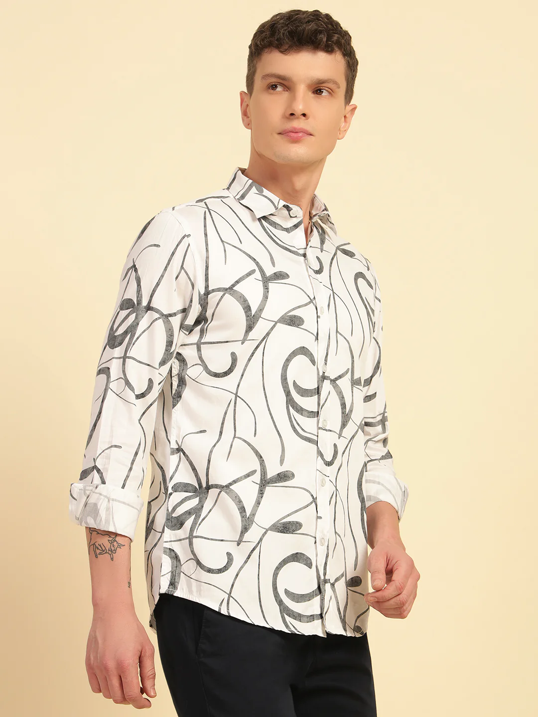 Casual Shirt for Men | Breathable & Soft with Color Fastness Regular Fit Cotton Fabric Printed Pattern - Image 5