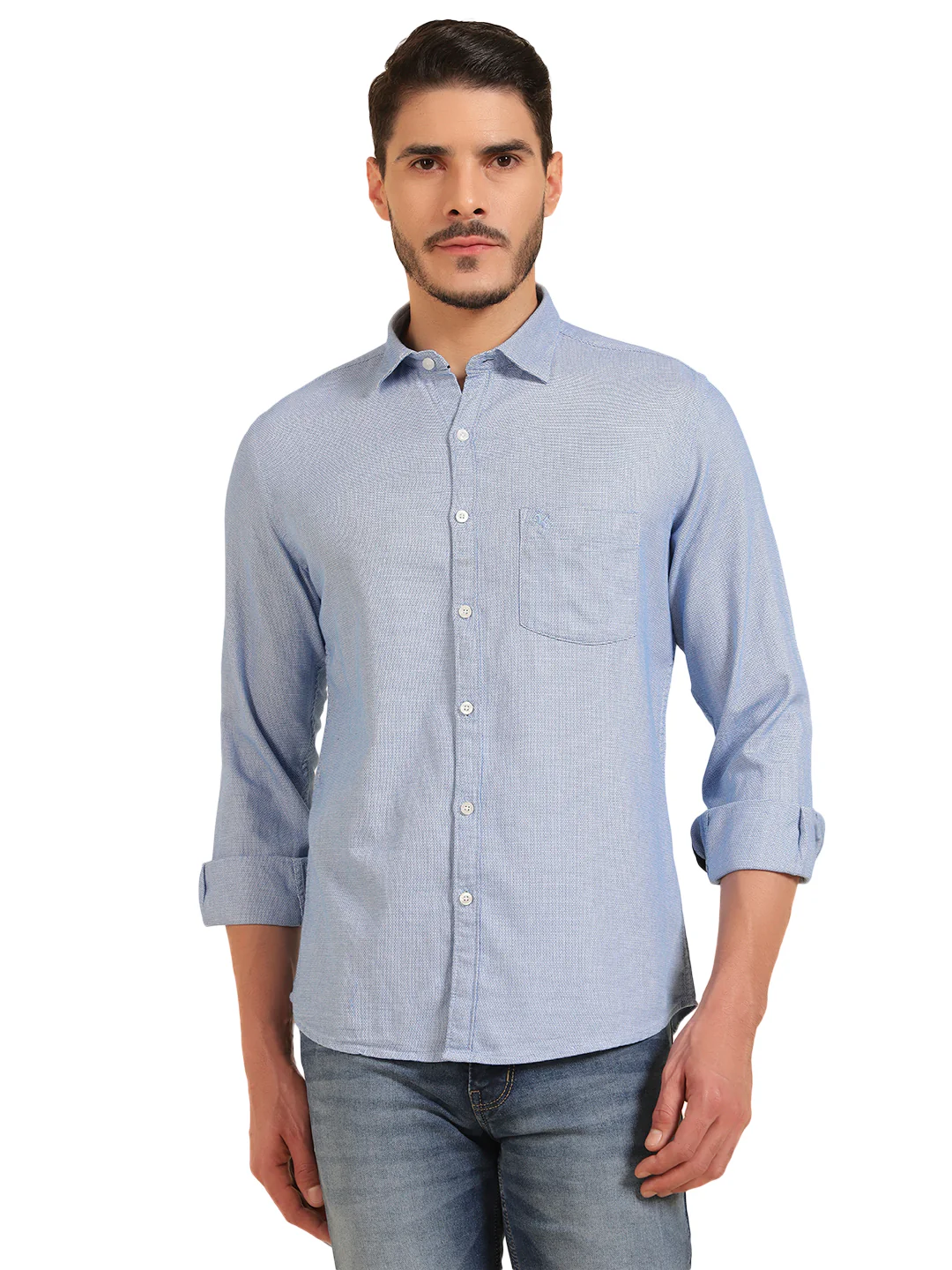 Casual Shirt for Men | Breathable & Soft with Color Fastness Regular Fit Cotton Fabric Self Design Pattern - Image 2