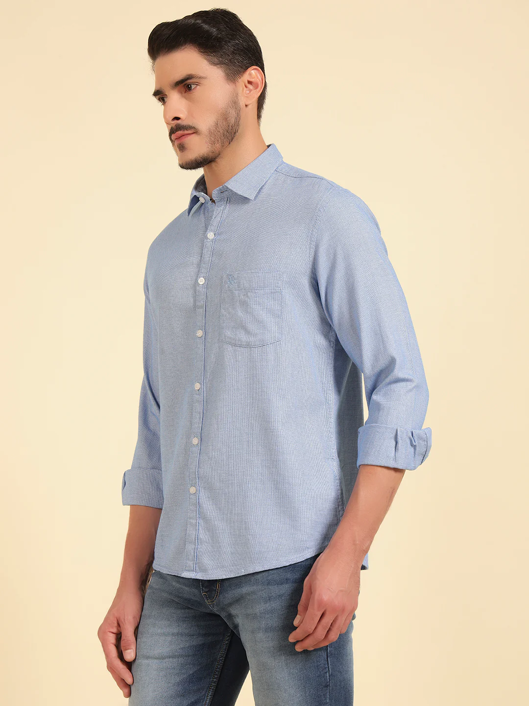 Casual Shirt for Men | Breathable & Soft with Color Fastness Regular Fit Cotton Fabric Self Design Pattern - Image 4