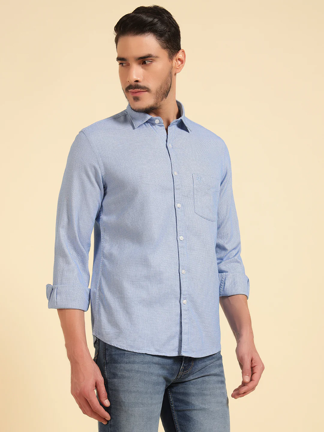 Casual Shirt for Men | Breathable & Soft with Color Fastness Regular Fit Cotton Fabric Self Design Pattern - Image 5