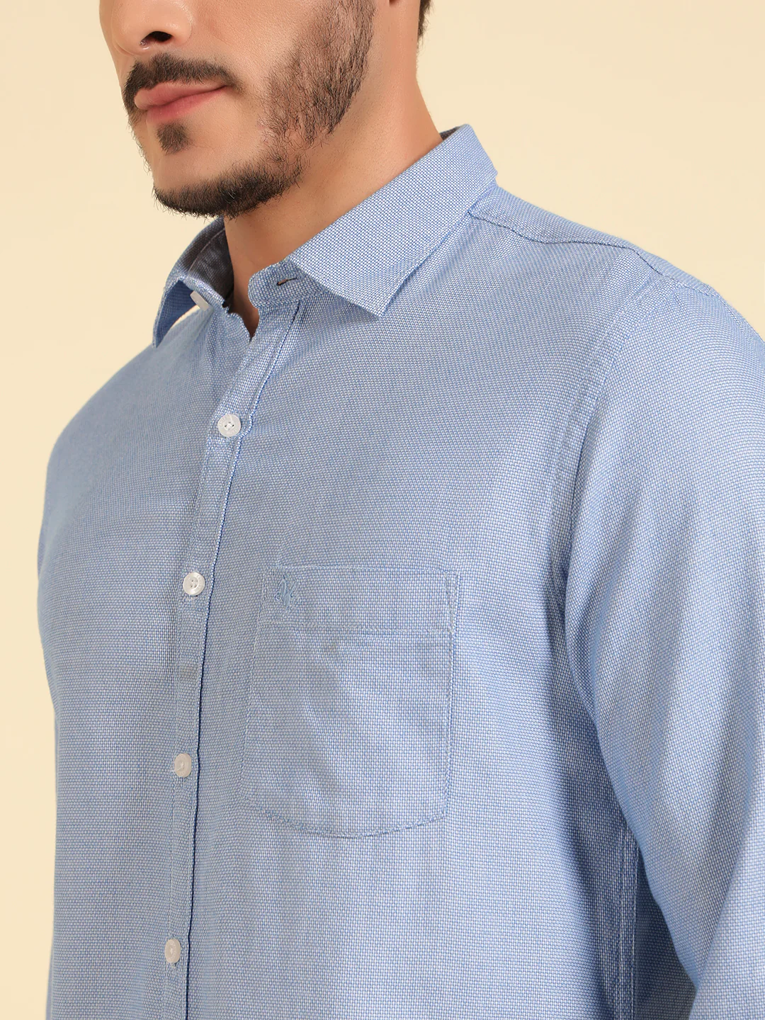 Casual Shirt for Men | Breathable & Soft with Color Fastness Regular Fit Cotton Fabric Self Design Pattern - Image 7