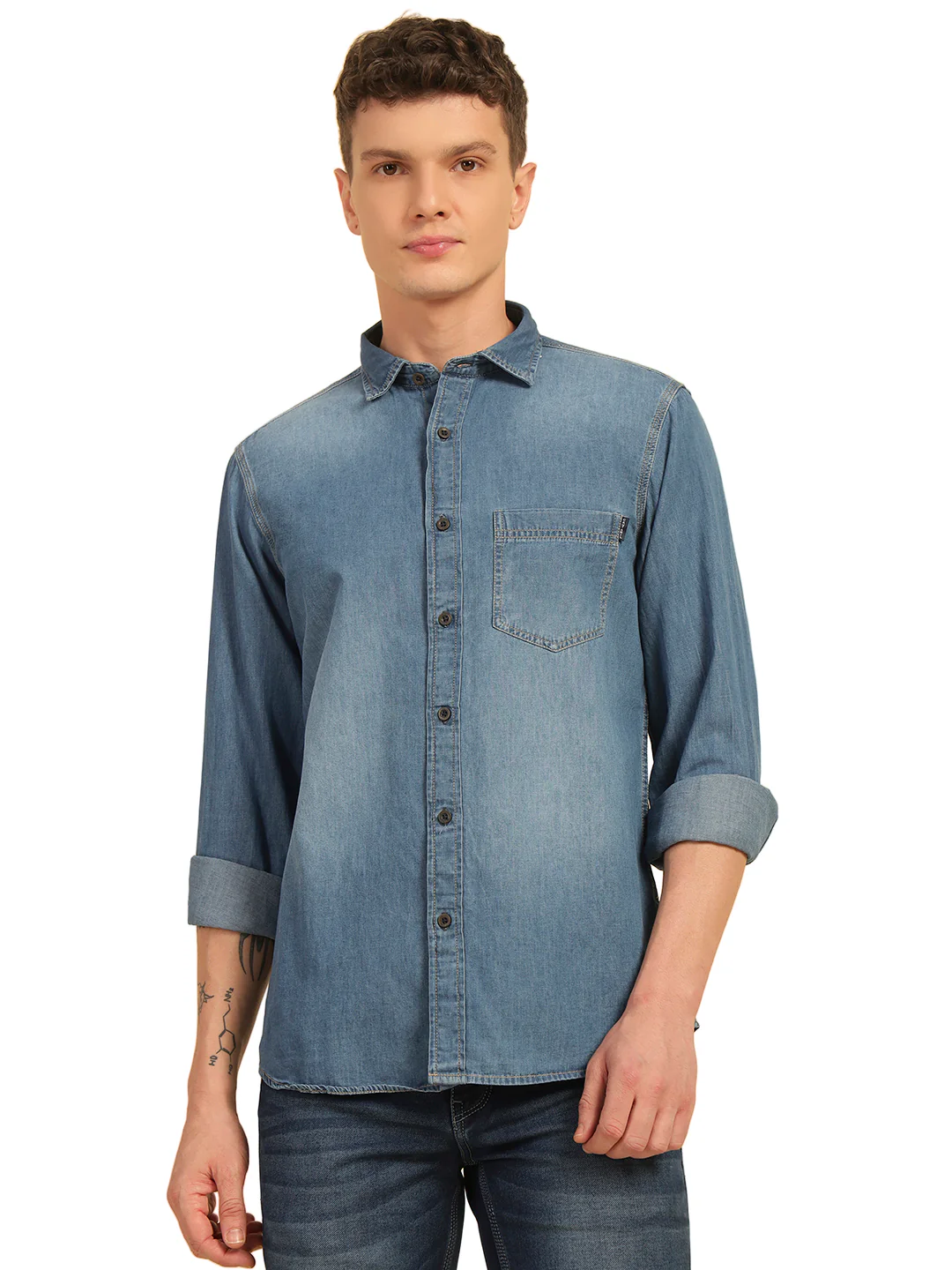 Casual Shirt for Men | Breathable & Soft with Color Fastness Regular Fit Cotton Fabric Solid Pattern - Image 2