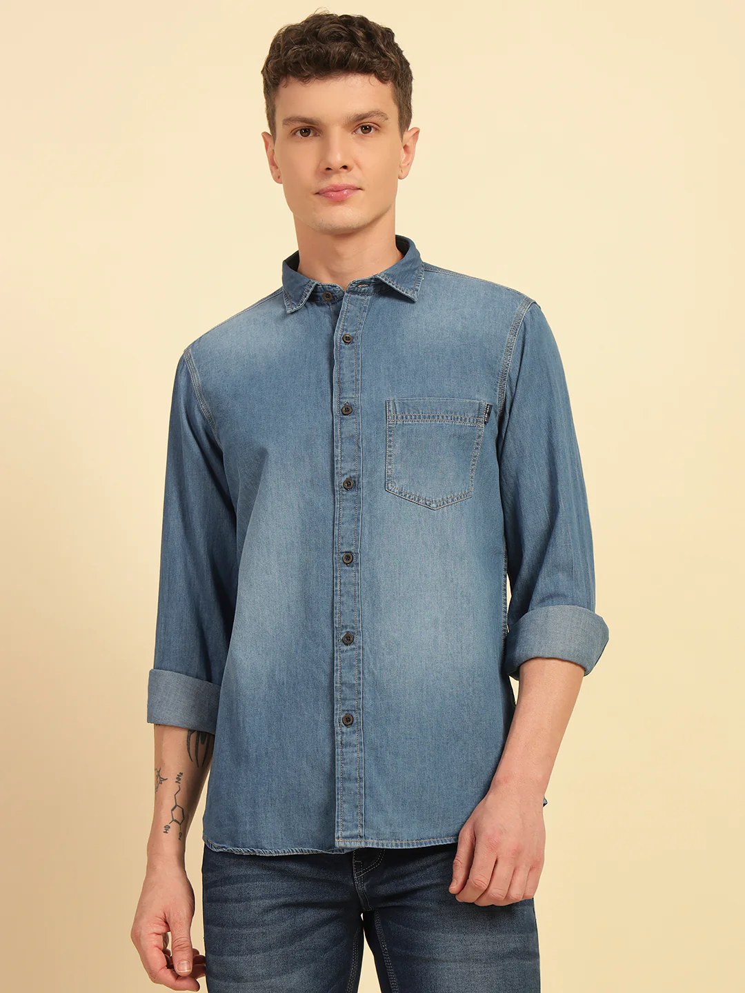 Casual Shirt for Men | Breathable & Soft with Color Fastness Regular Fit Cotton Fabric Solid Pattern - Image 3