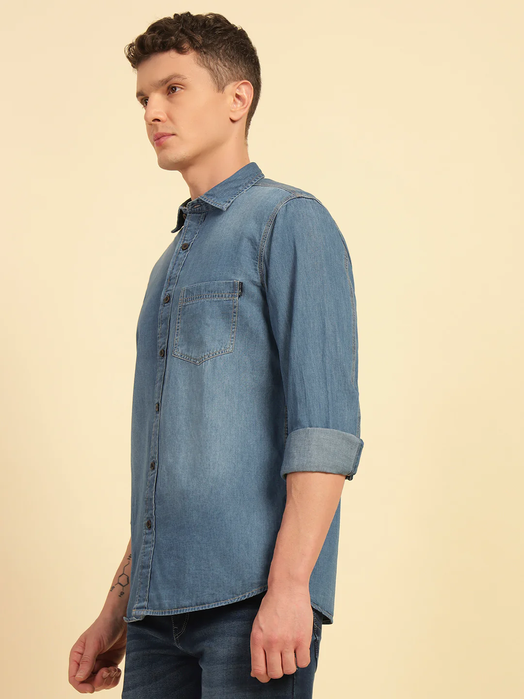 Casual Shirt for Men | Breathable & Soft with Color Fastness Regular Fit Cotton Fabric Solid Pattern - Image 4