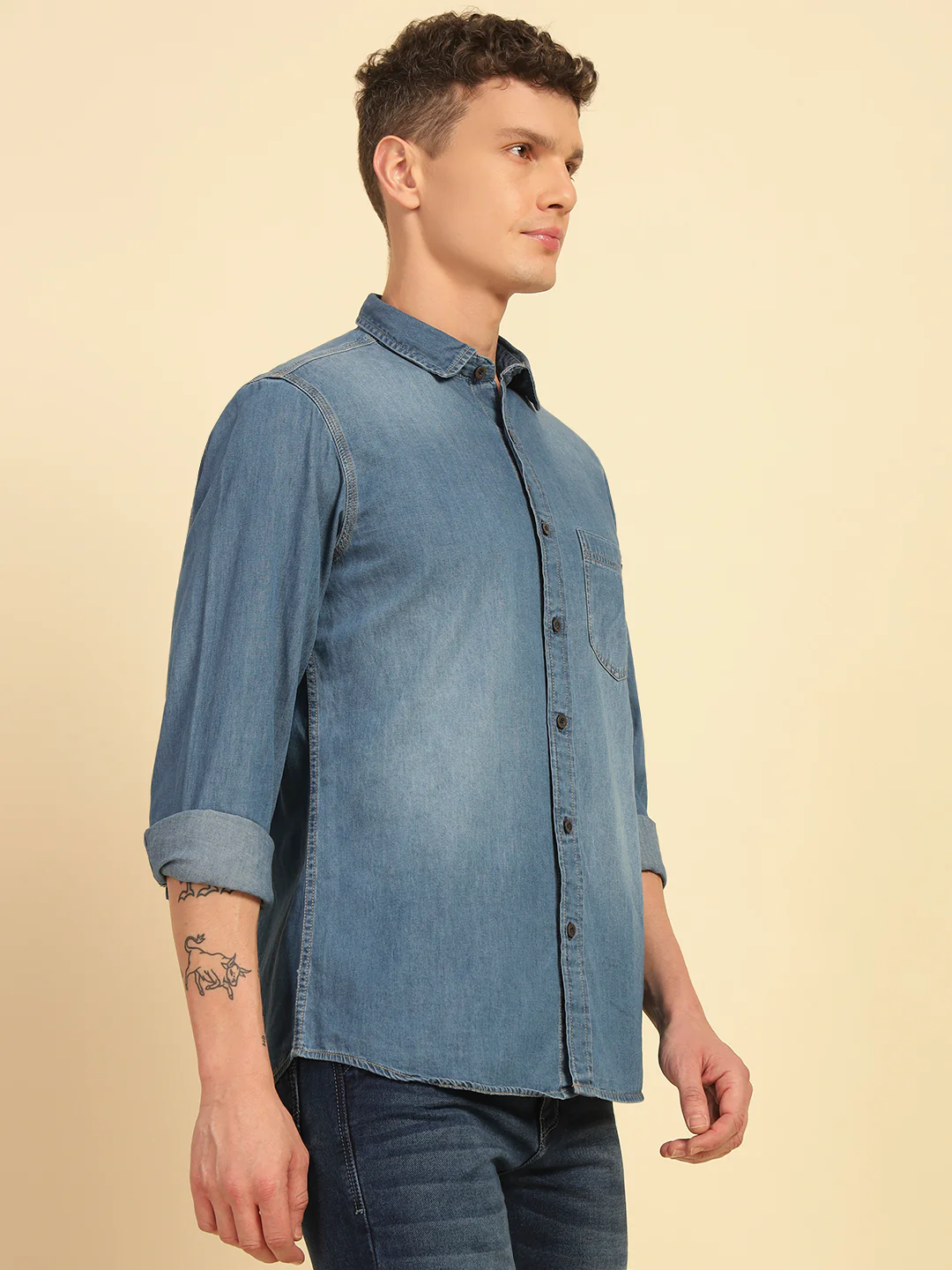 Casual Shirt for Men | Breathable & Soft with Color Fastness Regular Fit Cotton Fabric Solid Pattern - Image 5