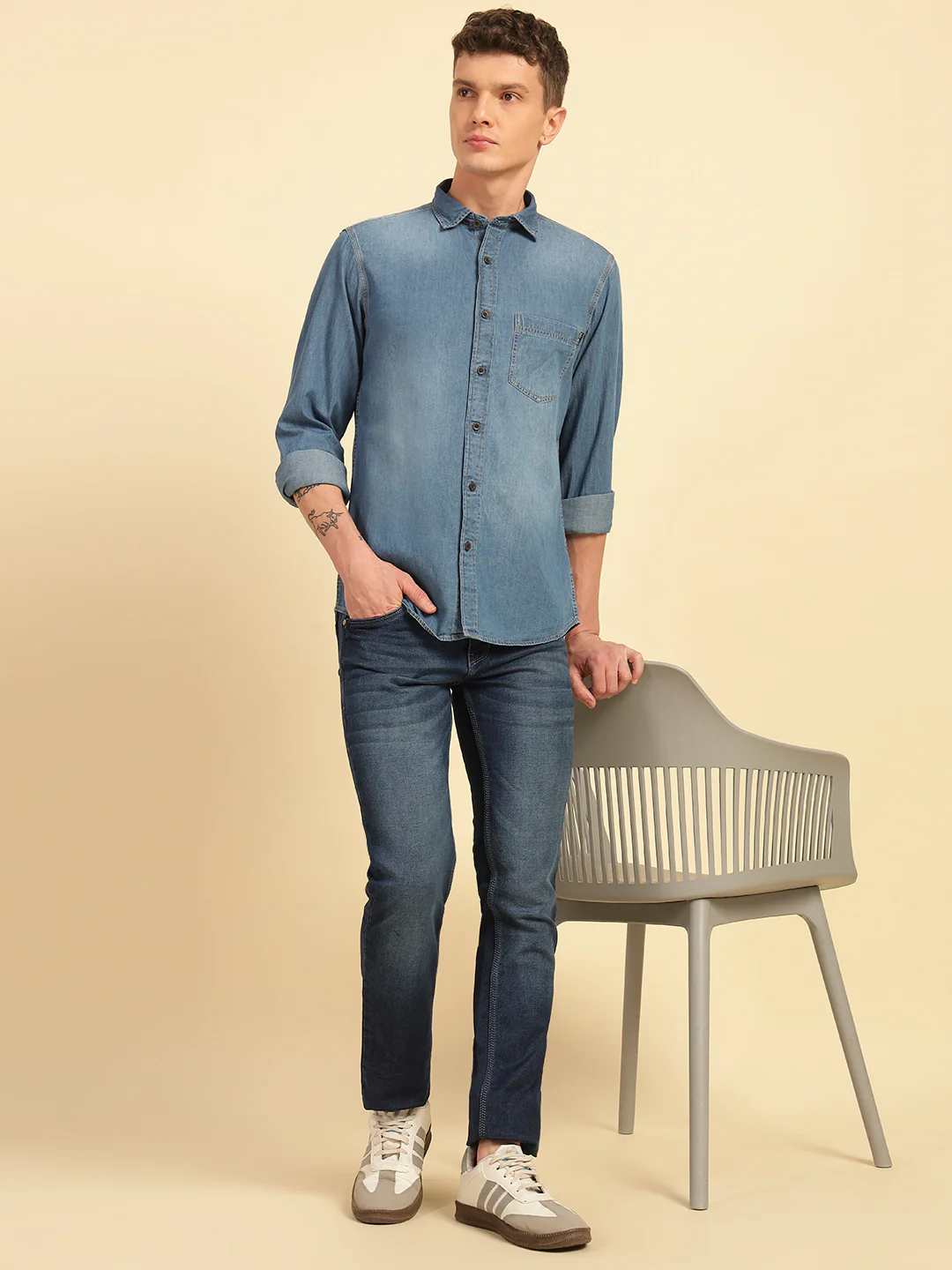 Casual Shirt for Men | Breathable & Soft with Color Fastness Regular Fit Cotton Fabric Solid Pattern - Image 9