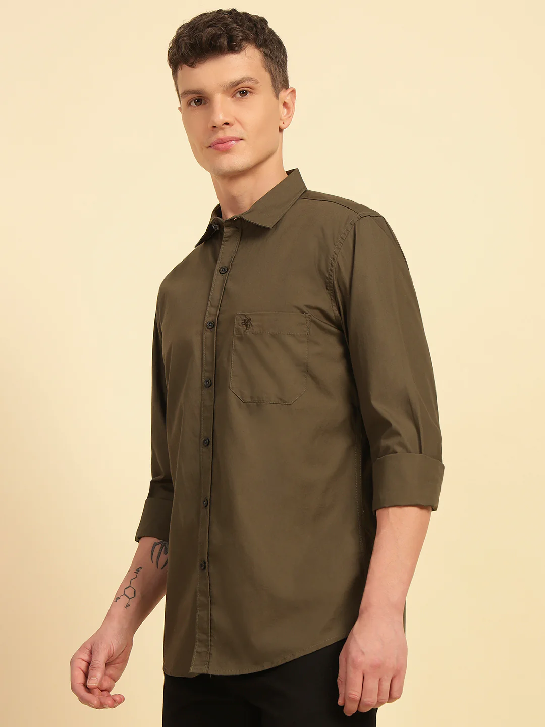 Casual Shirt for Men | Breathable & Soft with Color Fastness Regular Fit Cotton Fabric Solid Pattern - Image 2