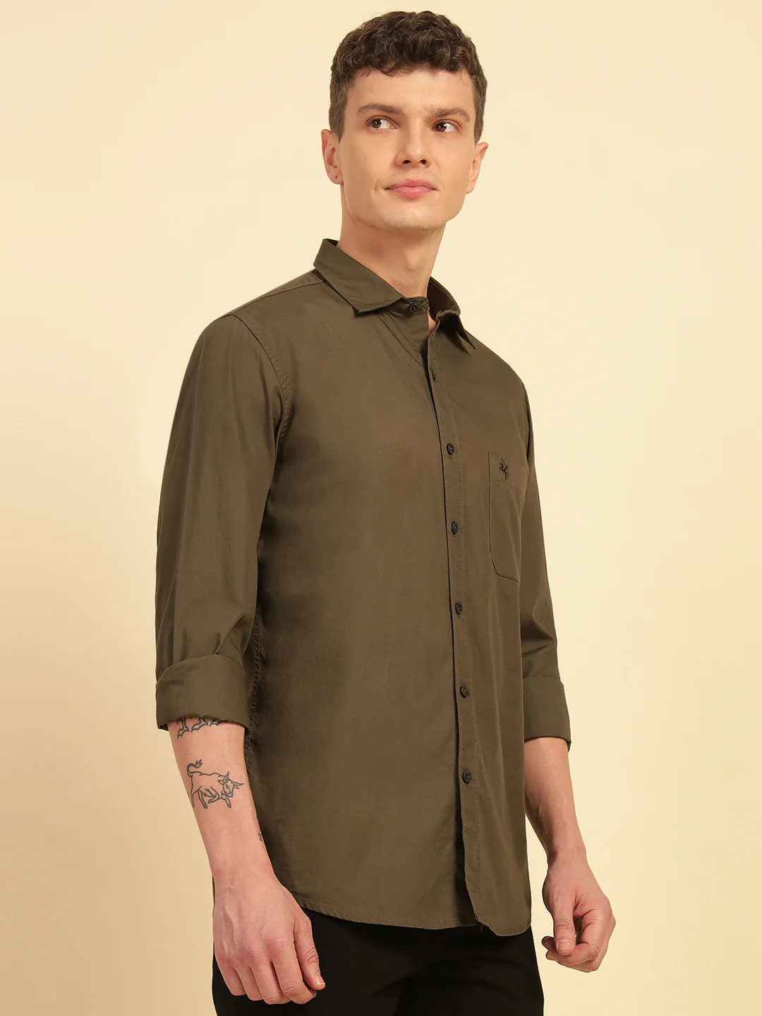 Casual Shirt for Men | Breathable & Soft with Color Fastness Regular Fit Cotton Fabric Solid Pattern - Image 3