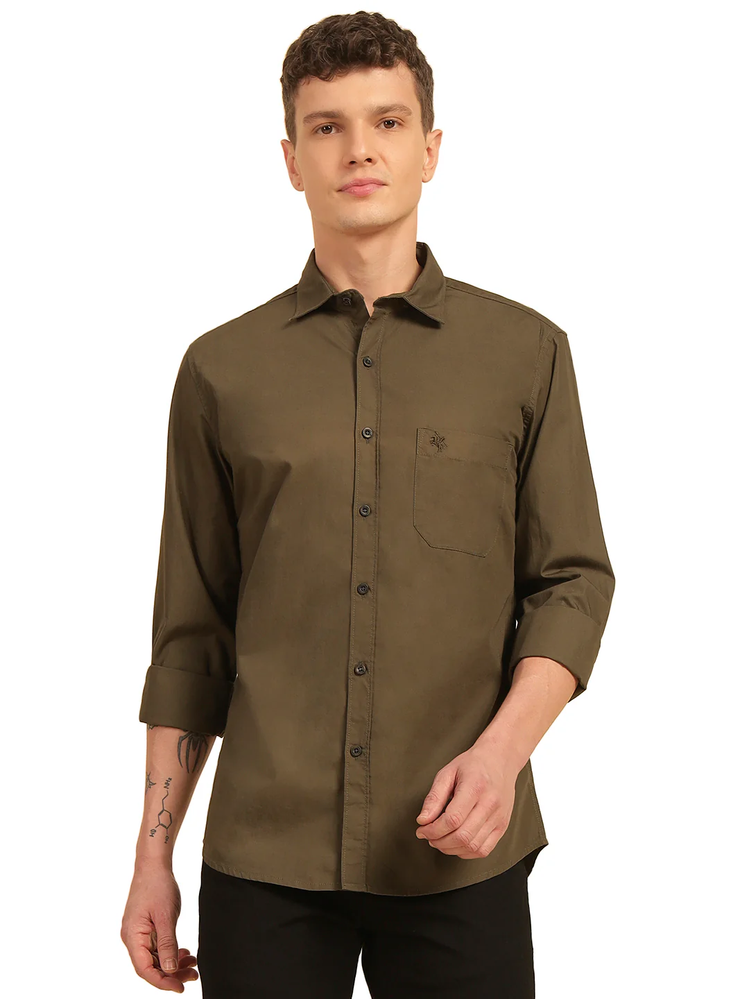 Casual Shirt for Men | Breathable & Soft with Color Fastness Regular Fit Cotton Fabric Solid Pattern - Image 4