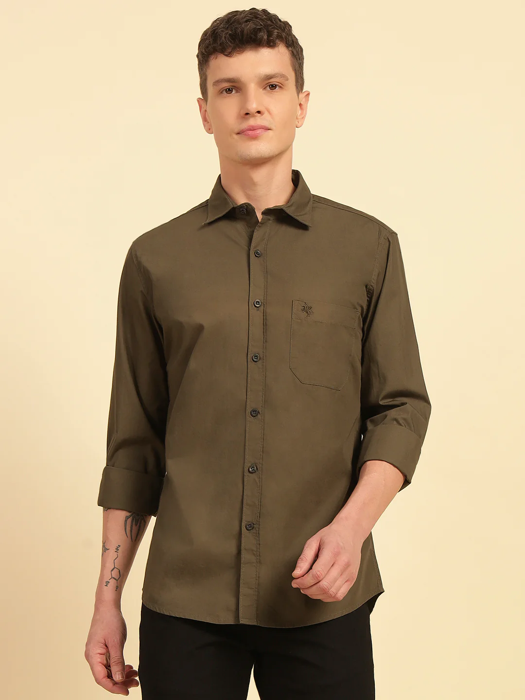 Casual Shirt for Men | Breathable & Soft with Color Fastness Regular Fit Cotton Fabric Solid Pattern - Image 5