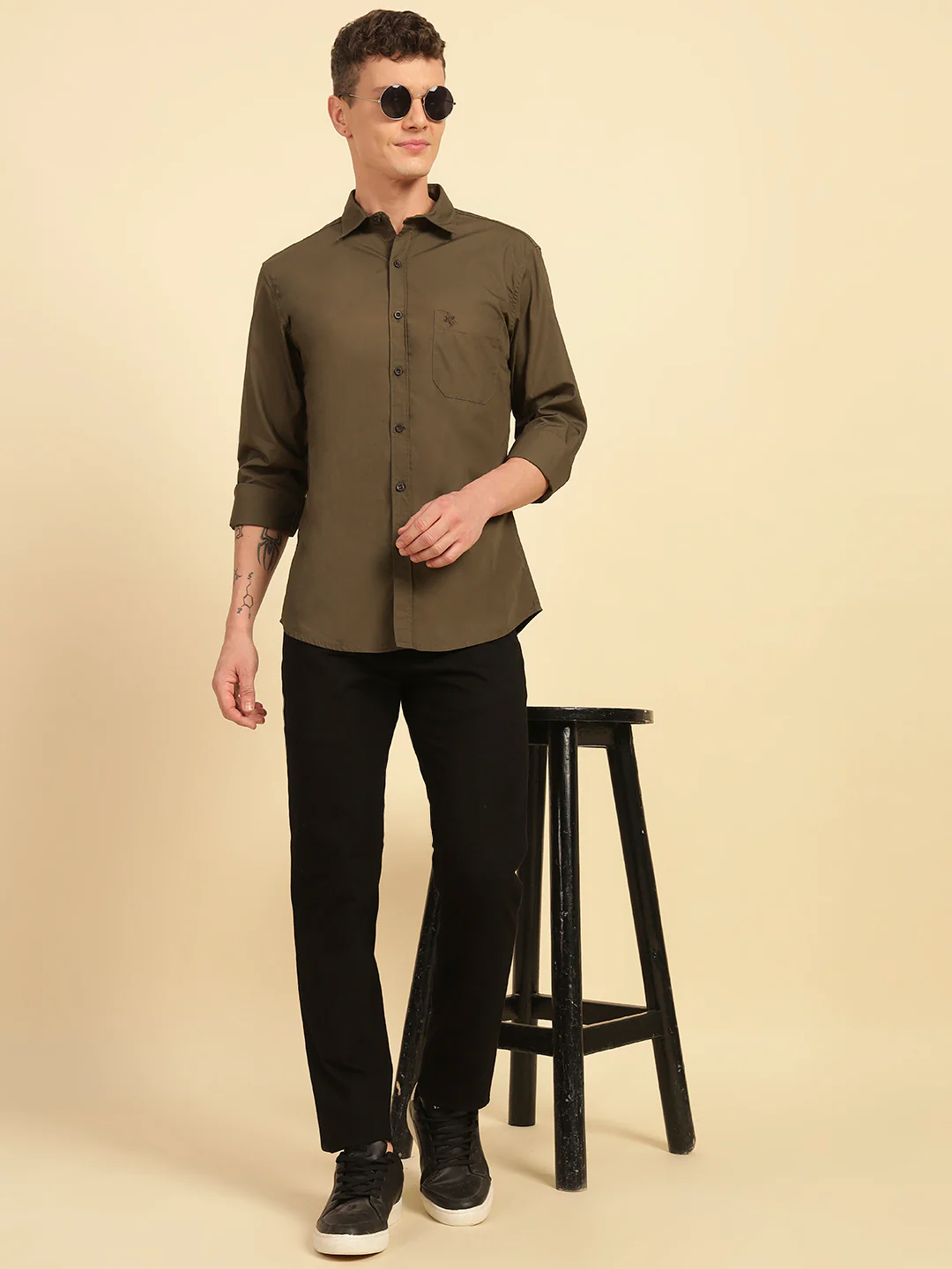 Casual Shirt for Men | Breathable & Soft with Color Fastness Regular Fit Cotton Fabric Solid Pattern - Image 9