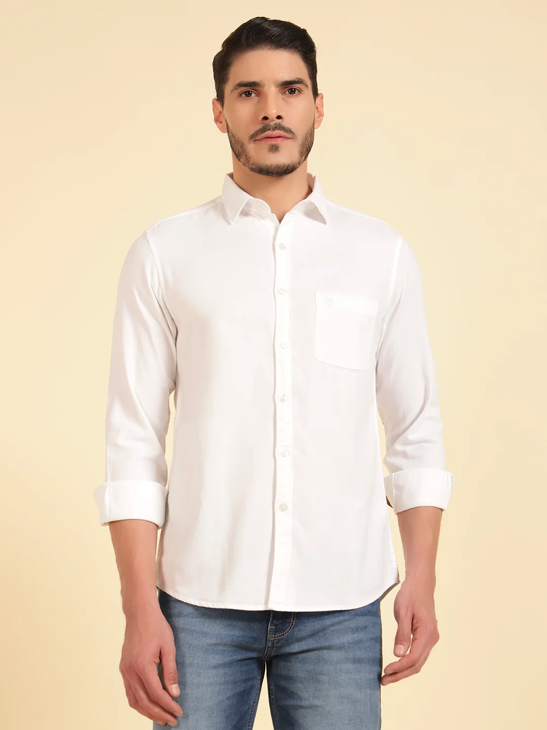 Casual Shirt for Men | Breathable & Soft with Color Fastness Regular Fit Cotton Fabric Solid Pattern - Image 3