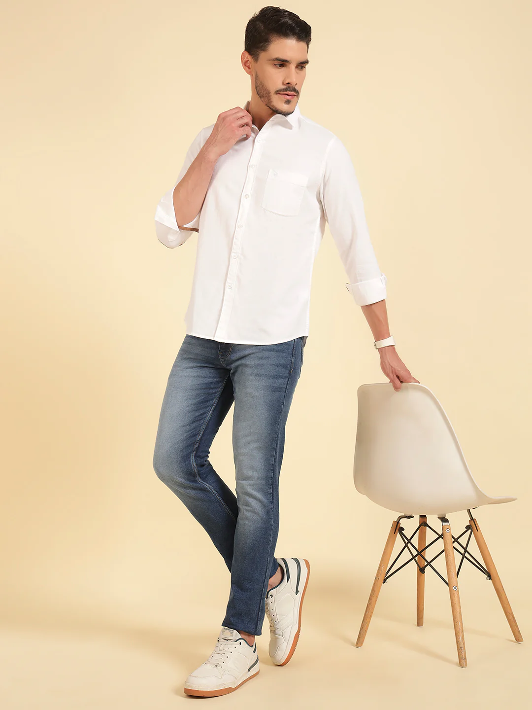 Casual Shirt for Men | Breathable & Soft with Color Fastness Regular Fit Cotton Fabric Solid Pattern - Image 9