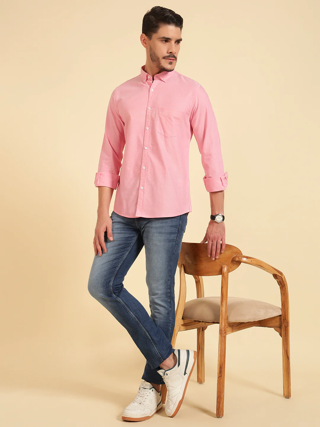 Casual Shirt for Men | Breathable & Soft with Color Fastness Regular Fit Cotton Fabric Solid Pattern - Image 9