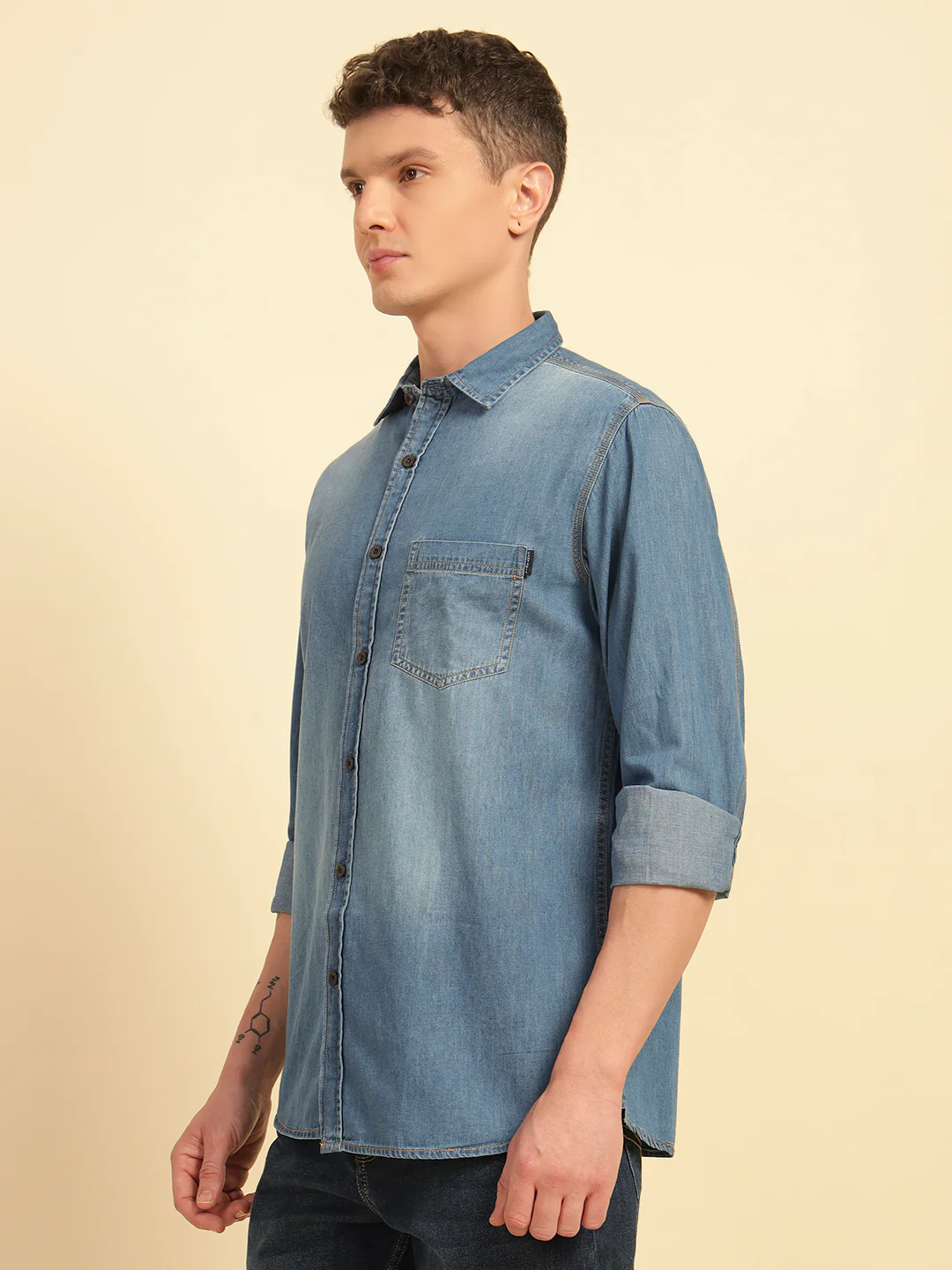 Casual Shirt for Men | Breathable & Soft with Color Fastness Regular Fit Cotton Fabric Solid Pattern - Image 4