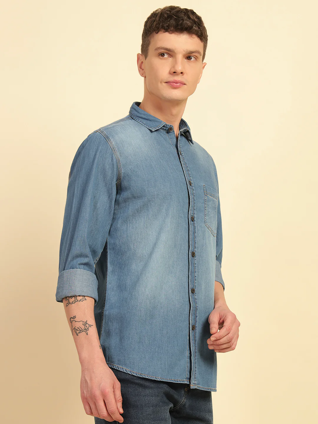 Casual Shirt for Men | Breathable & Soft with Color Fastness Regular Fit Cotton Fabric Solid Pattern - Image 5