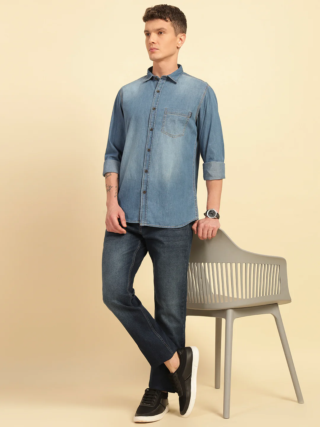 Casual Shirt for Men | Breathable & Soft with Color Fastness Regular Fit Cotton Fabric Solid Pattern - Image 9