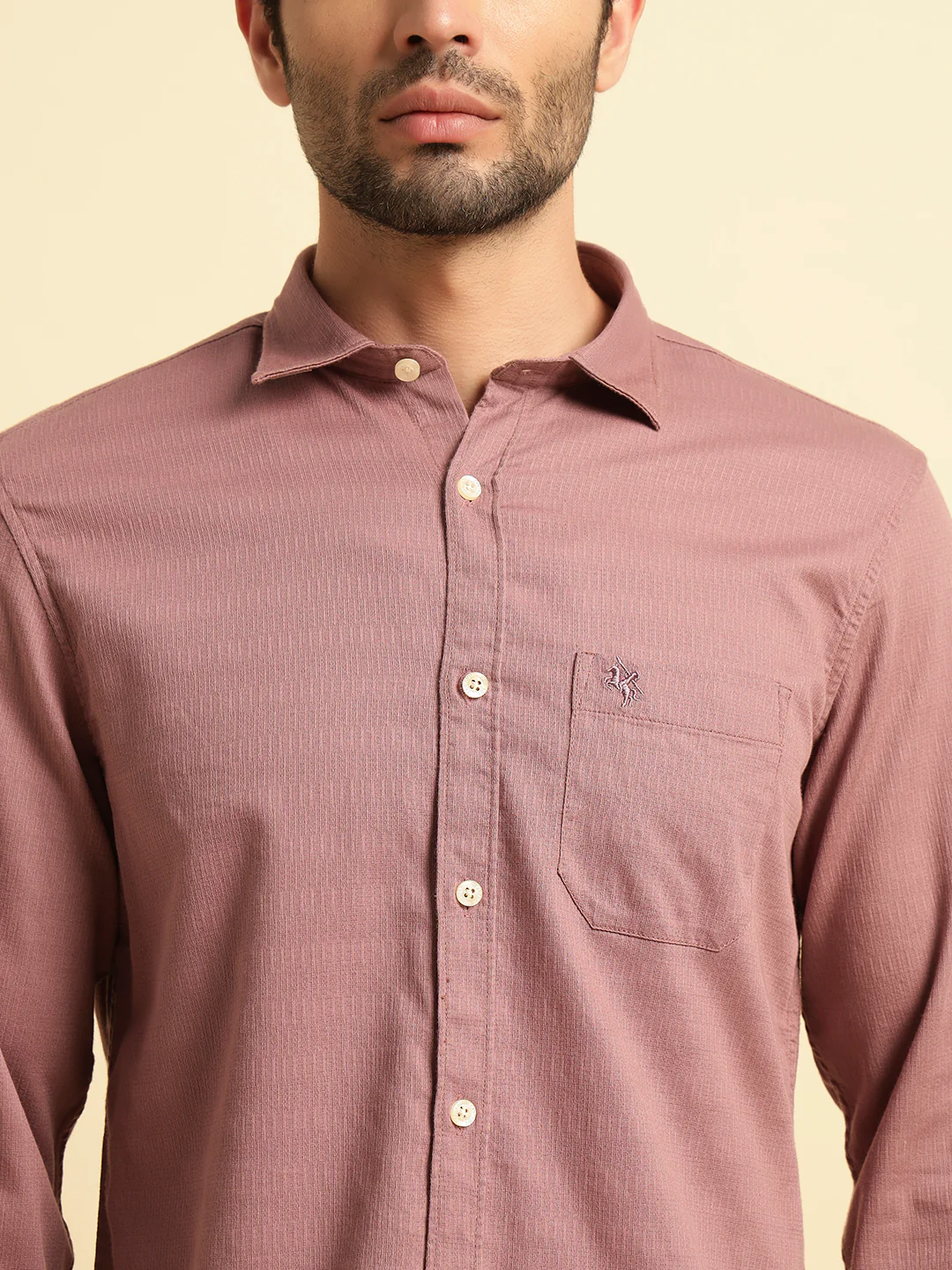 Casual Shirt for Men | Breathable & Soft with Color Fastness Regular Fit Spread Collar Neck Cotton Blend Fabric Self Design Pattern - Image 6
