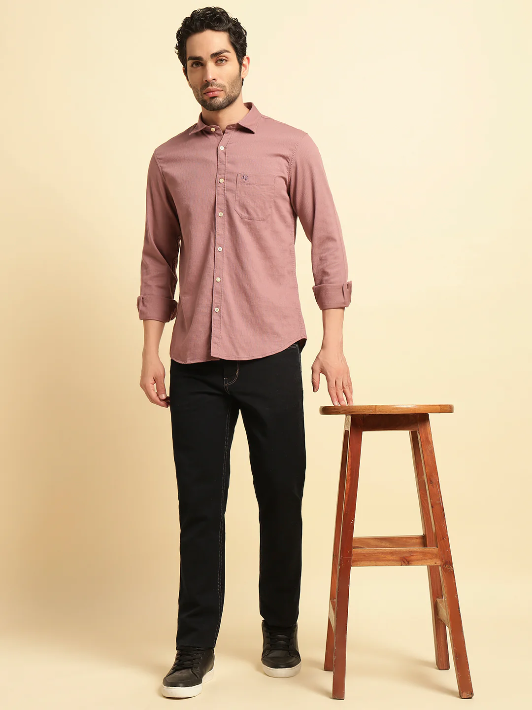 Casual Shirt for Men | Breathable & Soft with Color Fastness Regular Fit Spread Collar Neck Cotton Blend Fabric Self Design Pattern - Image 8