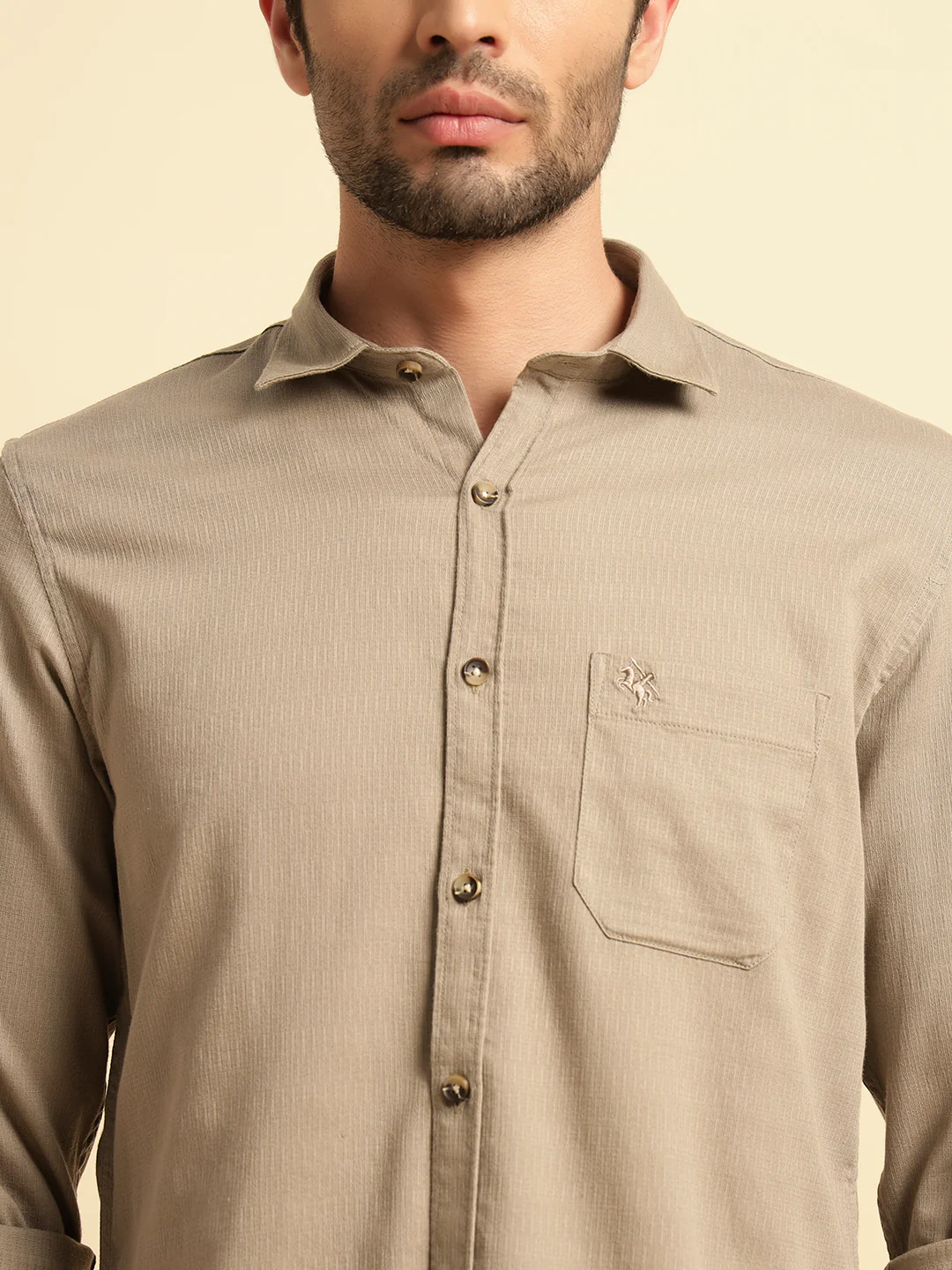 Casual Shirt for Men | Breathable & Soft with Color Fastness Regular Fit Spread Collar Neck Cotton Blend Fabric Self Design Pattern - Image 6