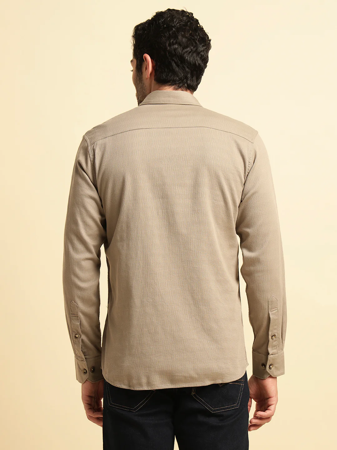 Casual Shirt for Men | Breathable & Soft with Color Fastness Regular Fit Spread Collar Neck Cotton Blend Fabric Self Design Pattern - Image 7