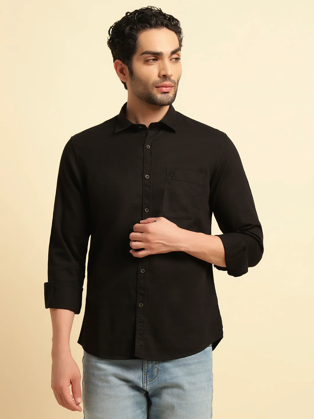 Casual Shirt for Men | Breathable & Soft with Color Fastness Regular Fit Spread Collar Neck Cotton Blend Fabric Self Design Pattern - Image 2