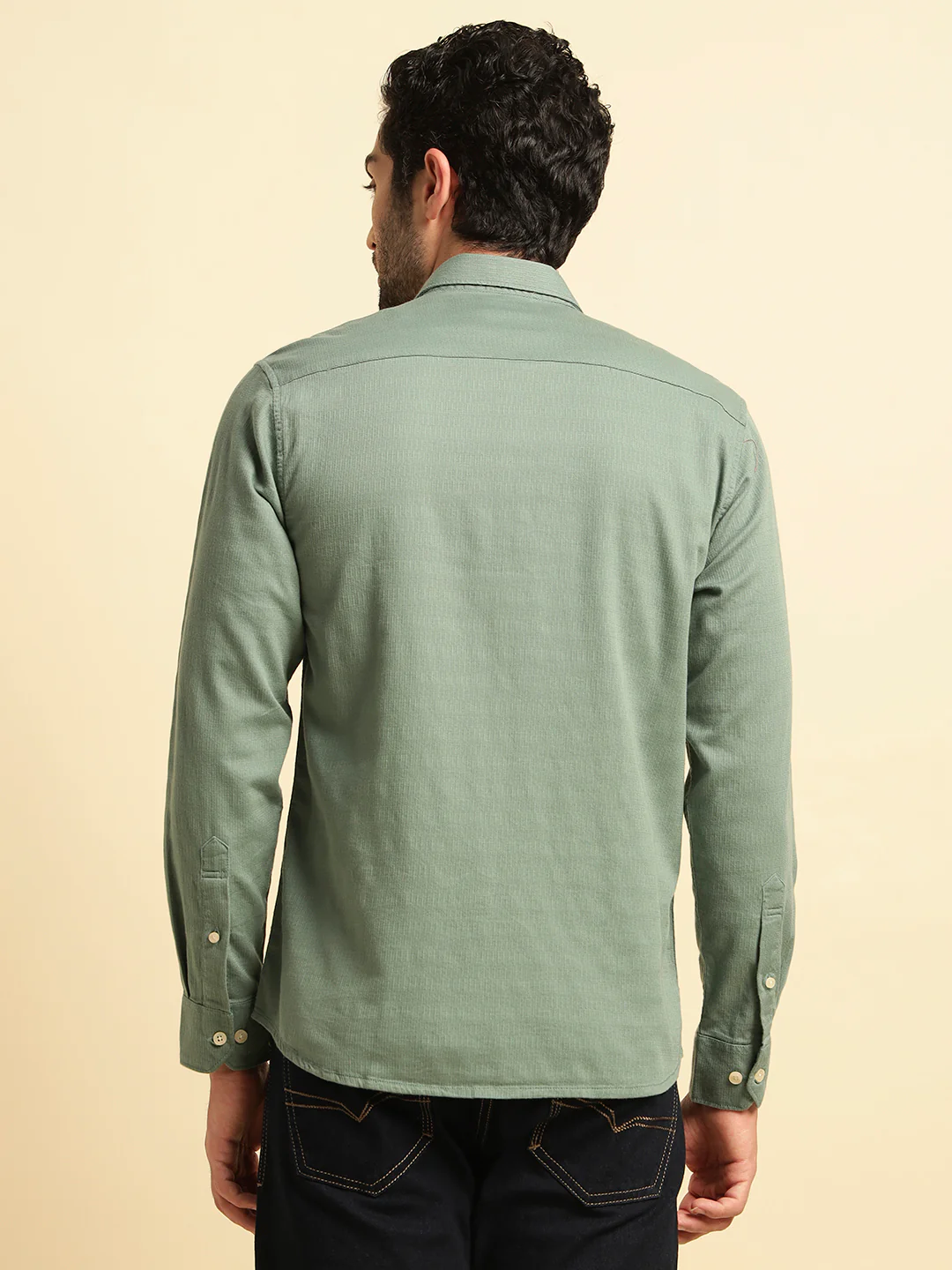 Casual Shirt for Men | Breathable & Soft with Color Fastness Regular Fit Spread Collar Neck Cotton Blend Fabric Self Design Pattern - Image 7